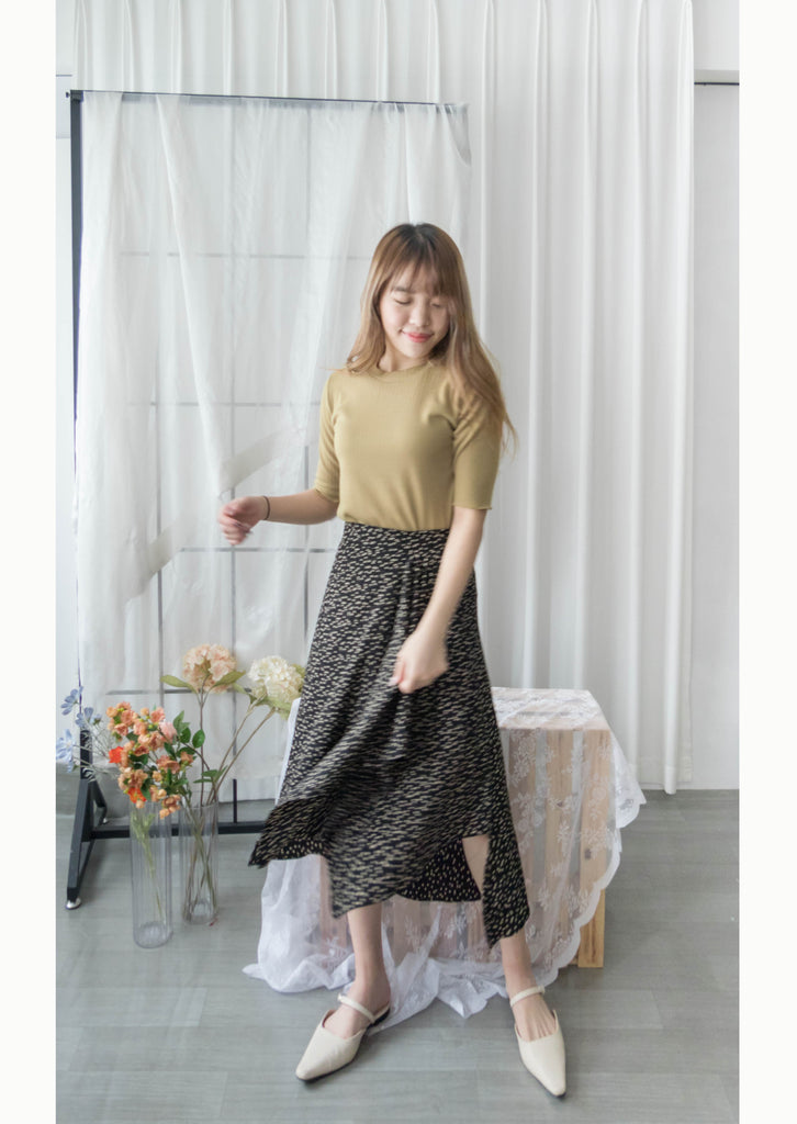 Egg Flower 雪紡雞蛋花側褶疊不規則傘裙, Skirt/ SK8740