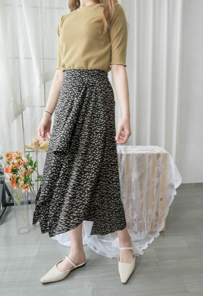 Egg Flower 雪紡雞蛋花側褶疊不規則傘裙, Skirt/ SK8740