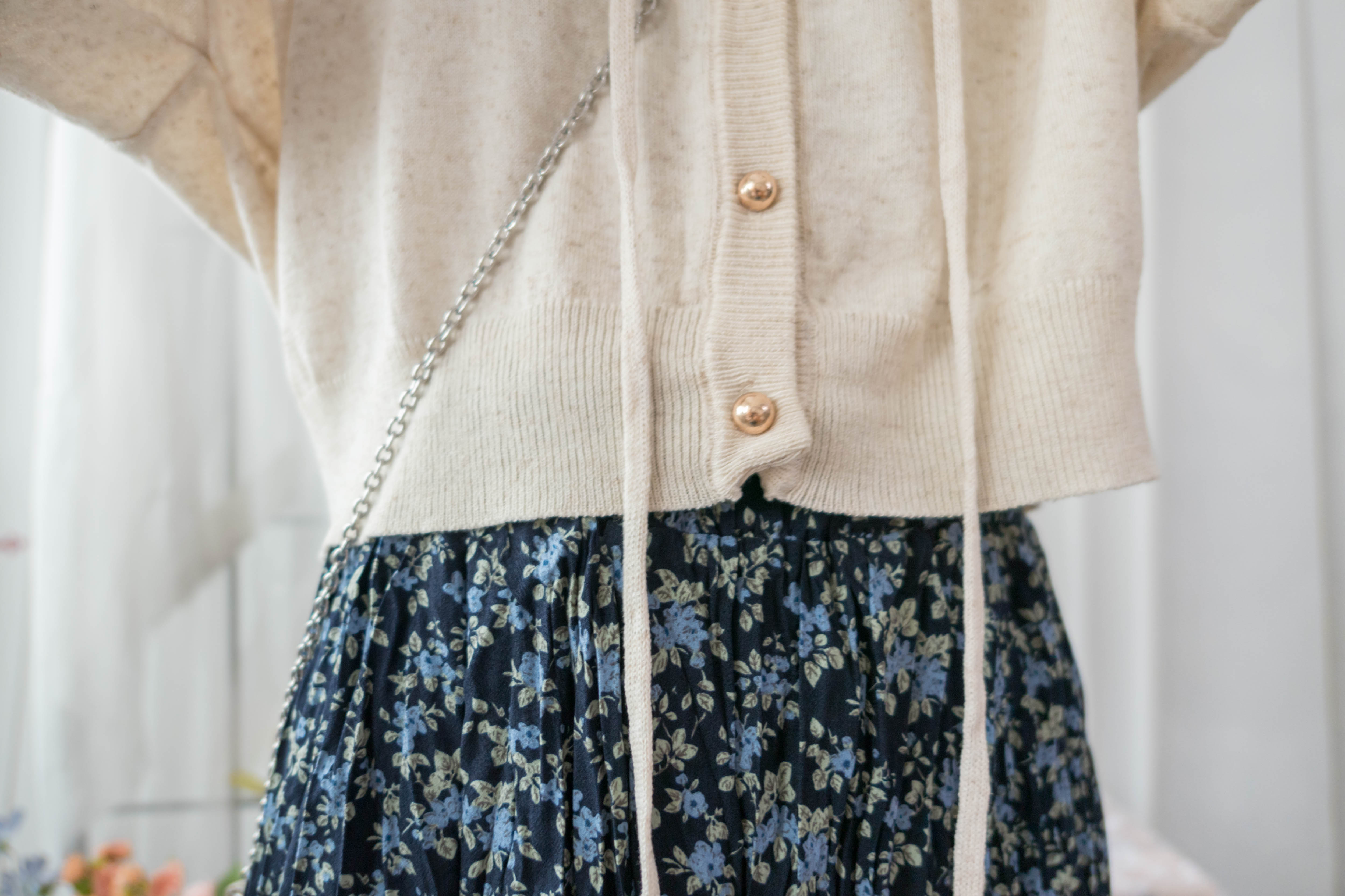Blue Daisy 小藍花遮肉皺皺寬鬆直身, Skirt / SK8733