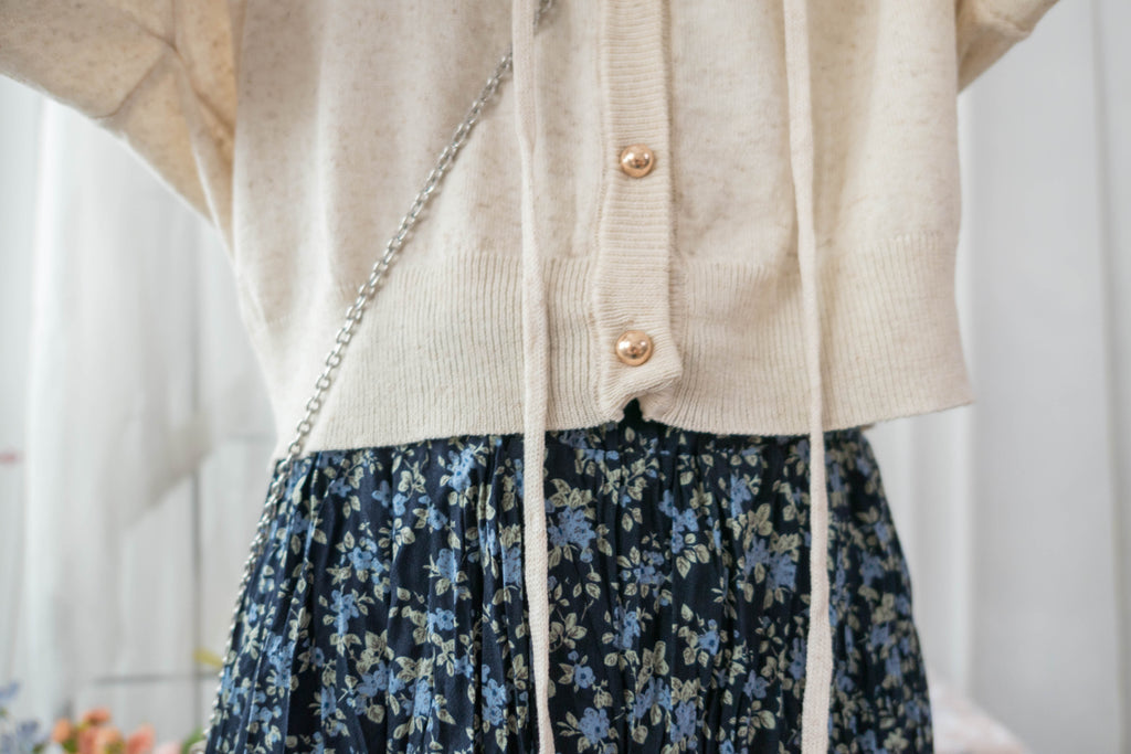 Blue Daisy 小藍花遮肉皺皺寬鬆直身, Skirt / SK8733