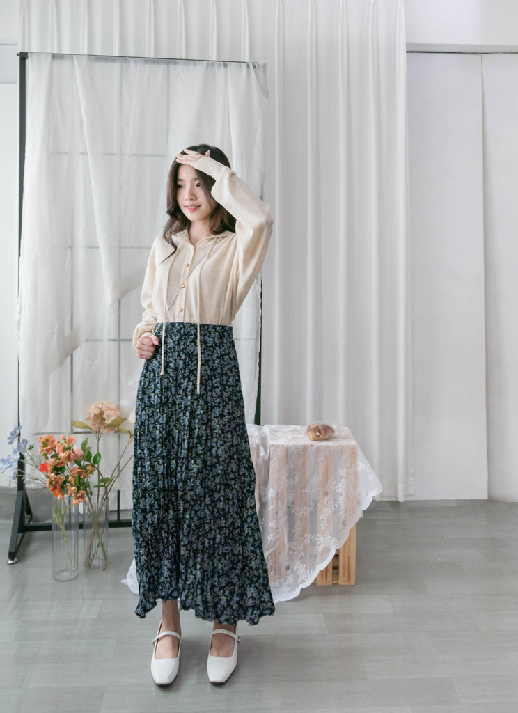 Blue Daisy 小藍花遮肉皺皺寬鬆直身, Skirt / SK8733
