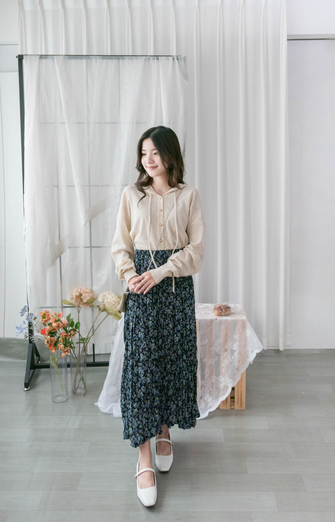 Blue Daisy 小藍花遮肉皺皺寬鬆直身, Skirt / SK8733
