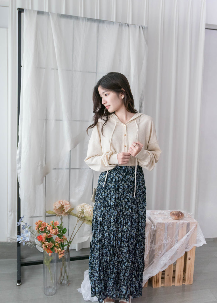 Blue Daisy 小藍花遮肉皺皺寬鬆直身, Skirt / SK8733