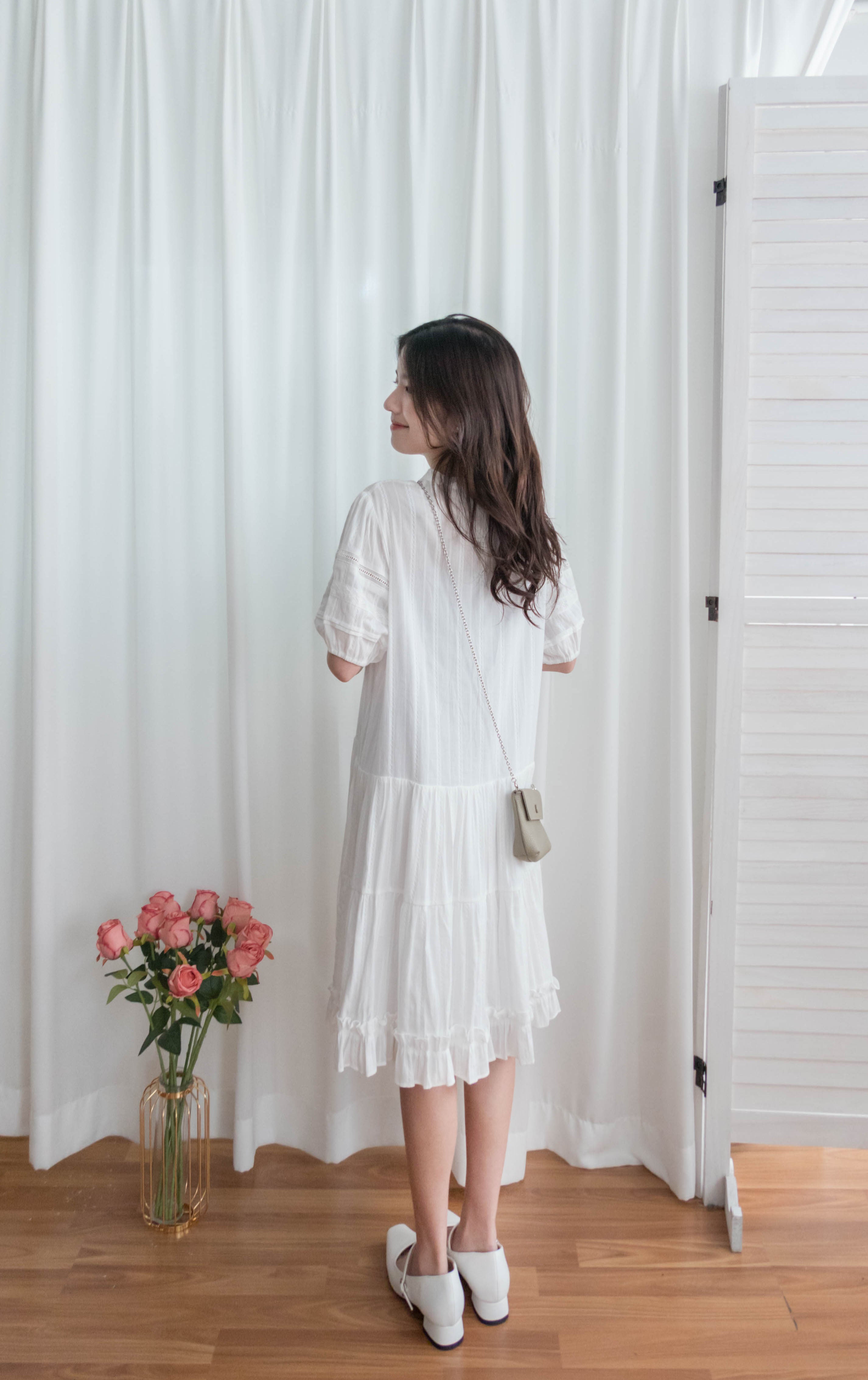 Ethnic Pattern 白色通花流蘇領口飄逸多層, Dress(售完即止) / DS9317
