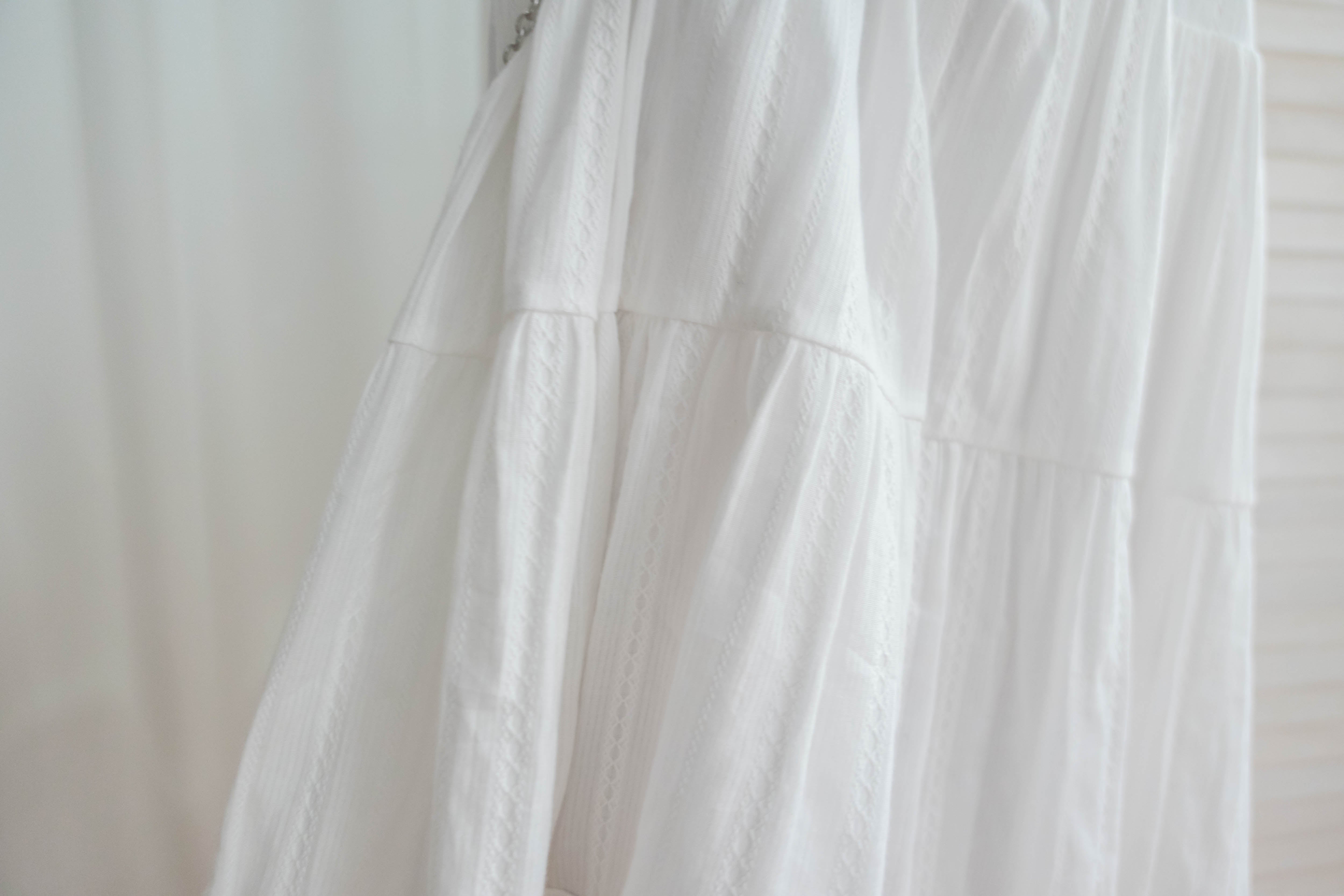 Ethnic Pattern 白色通花流蘇領口飄逸多層, Dress(售完即止) / DS9317