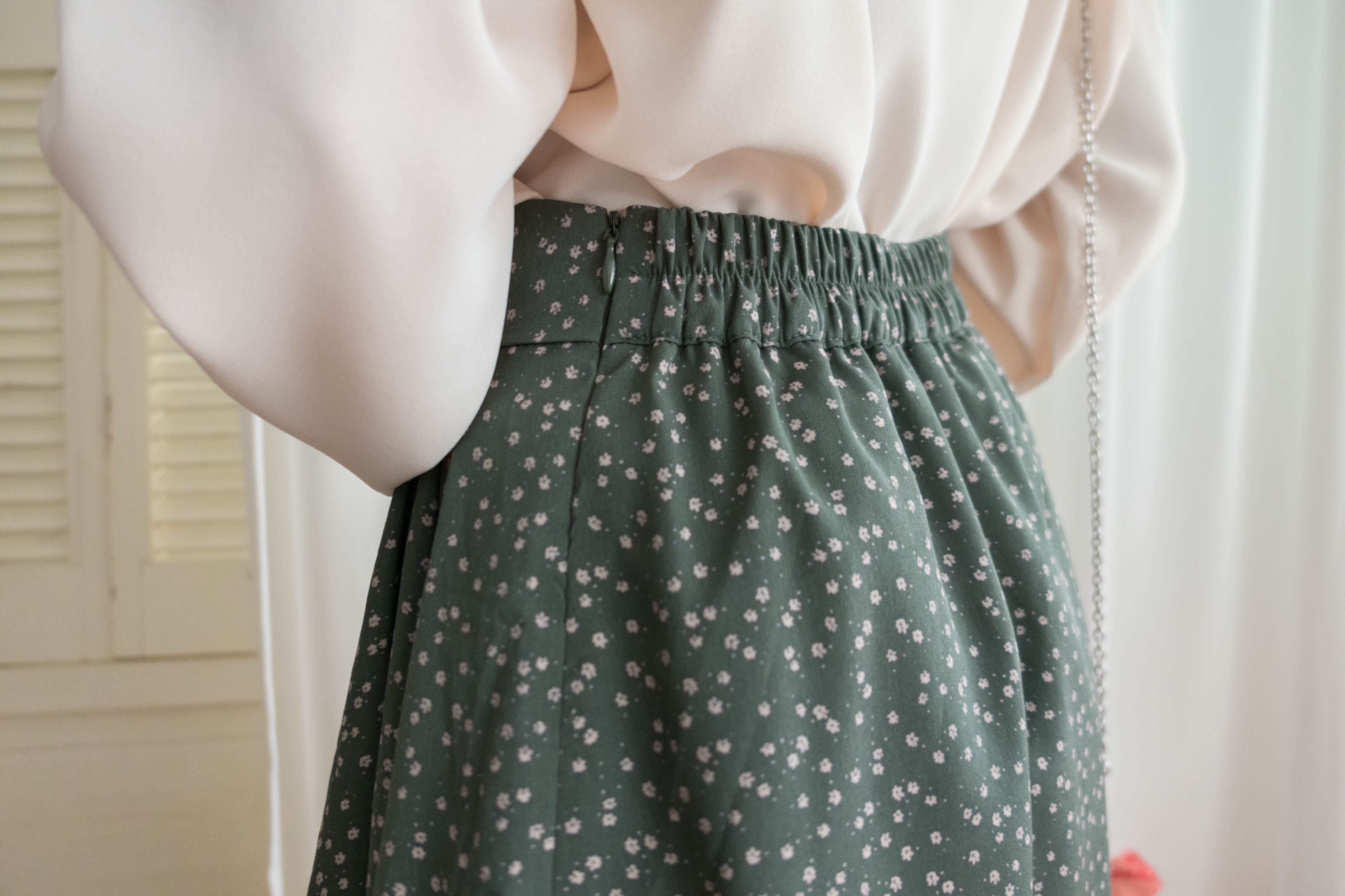 Egg Flower 雪紡雞蛋花側褶疊不規則傘裙, Skirt/ SK8740