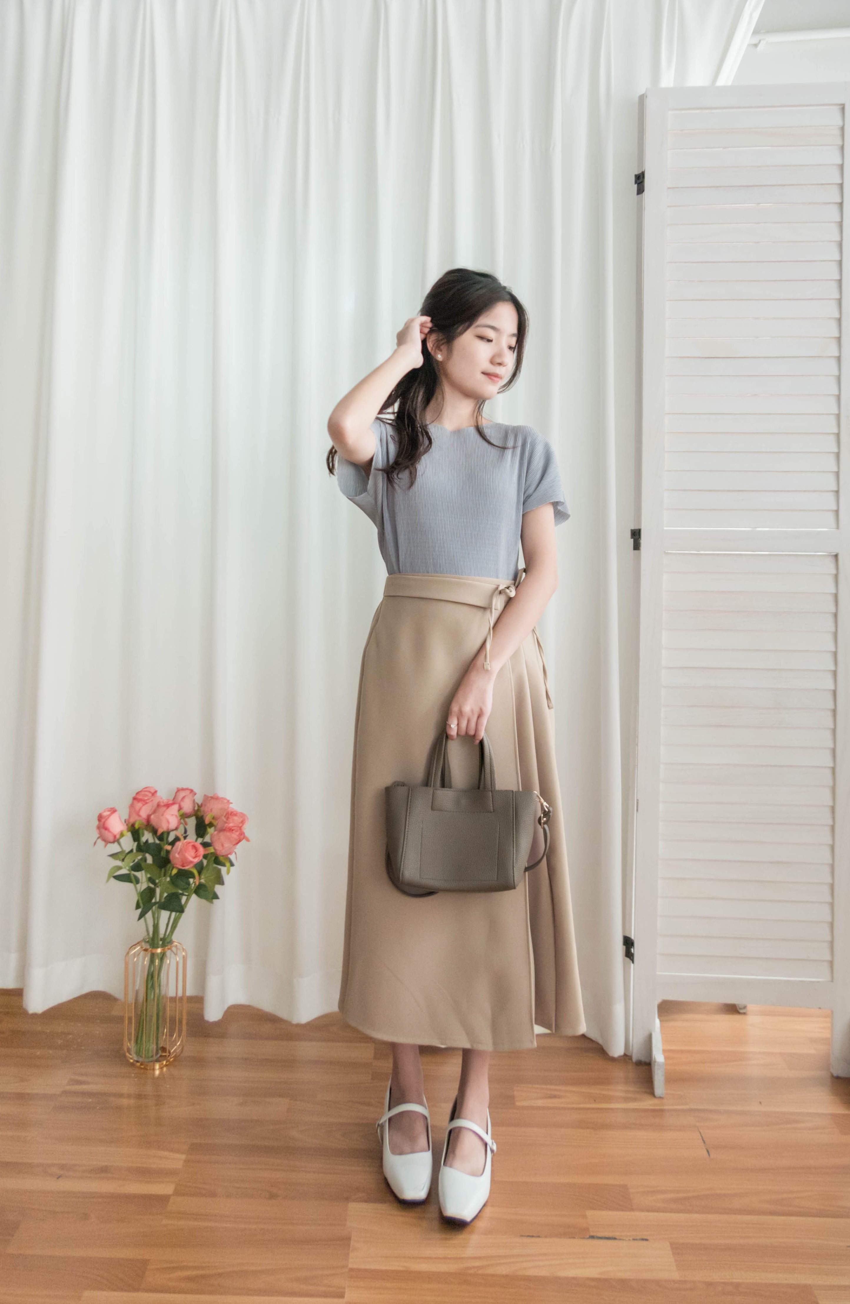 Sophie 舒適光澤質感條紋零駁線上衣, Blouse/ TP8894
