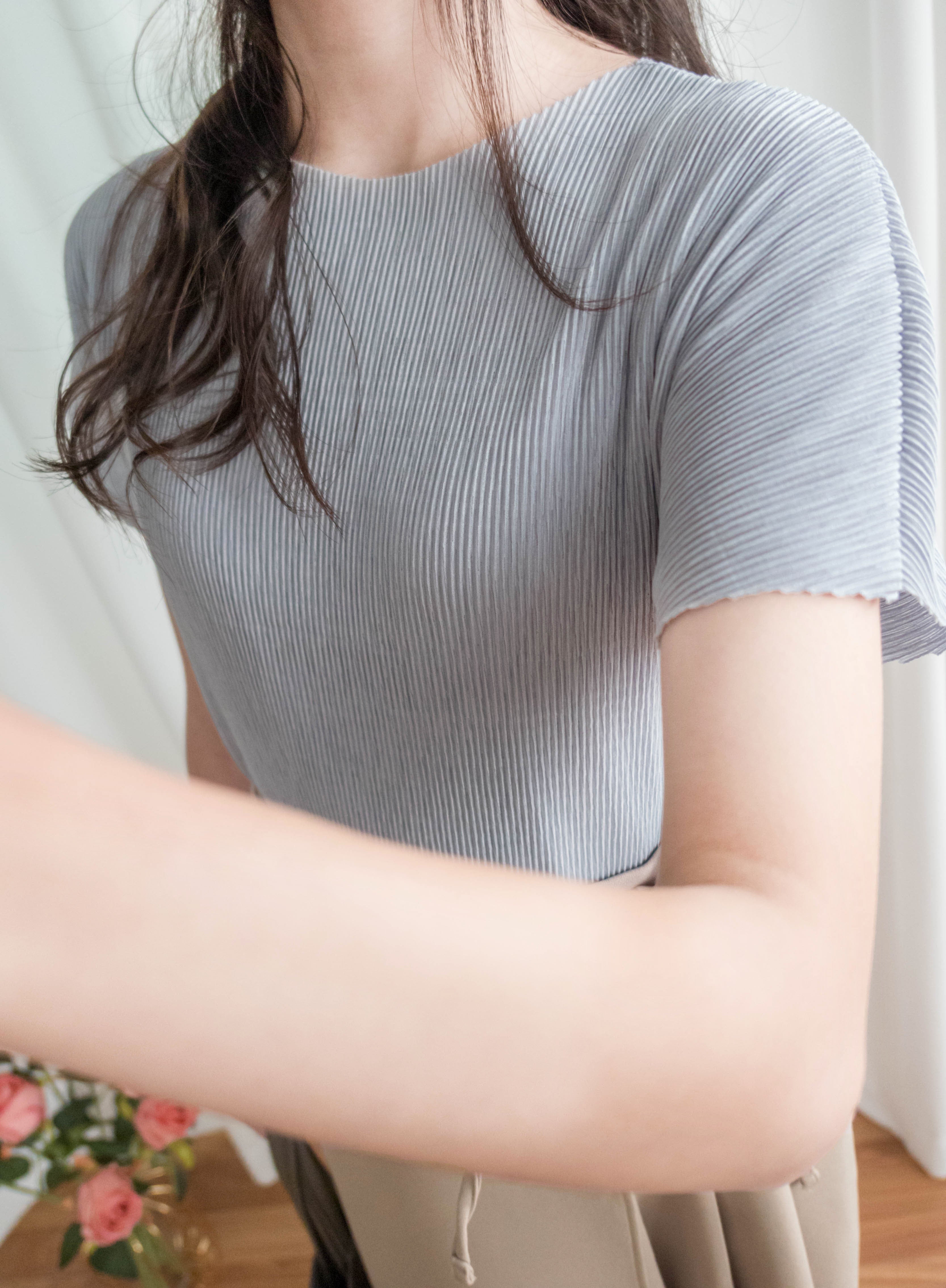 Sophie 舒適光澤質感條紋零駁線上衣, Blouse/ TP8894