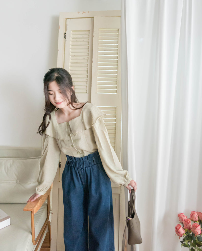 Wonderland 方領荷葉領口飄逸上衣, Blouse/ BU8969