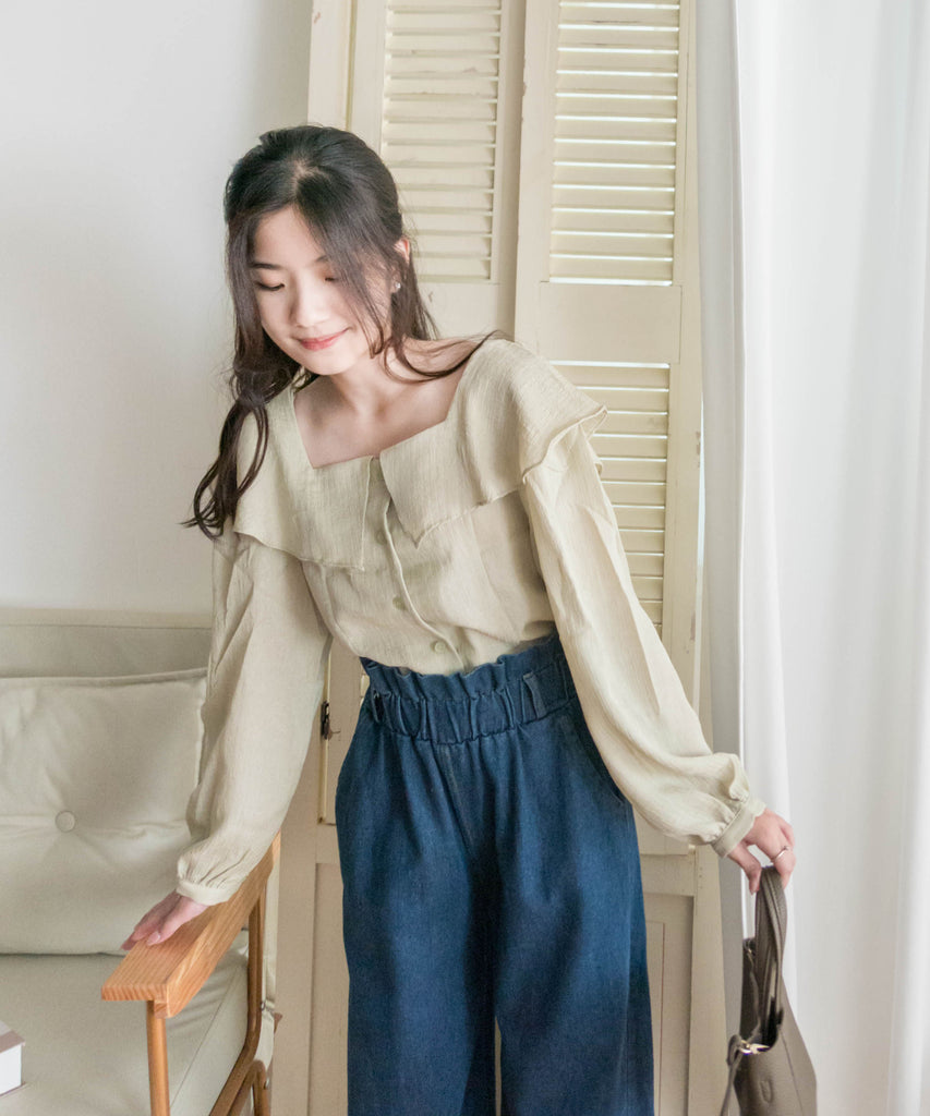Wonderland 方領荷葉領口飄逸上衣, Blouse/ BU8969
