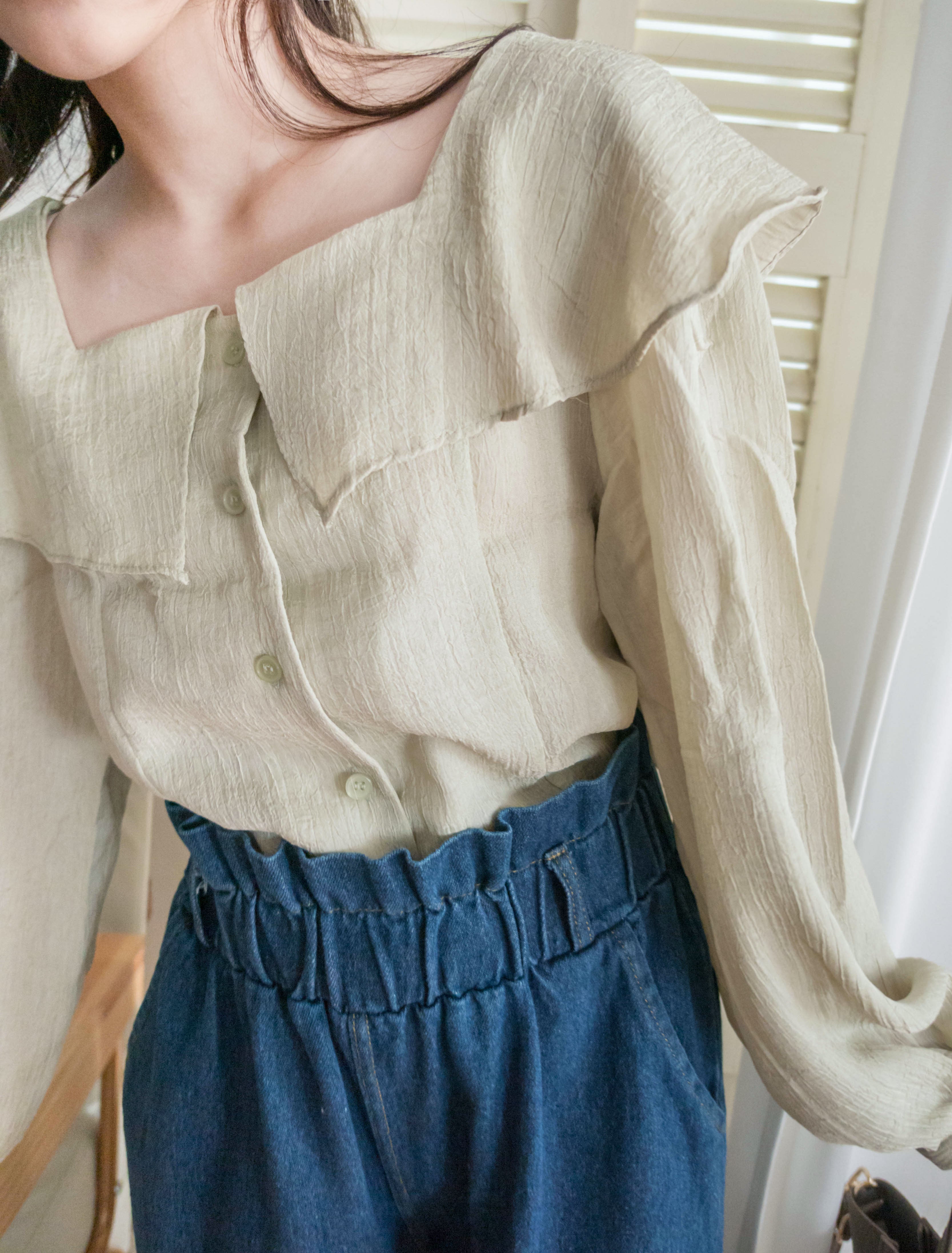 Wonderland 方領荷葉領口飄逸上衣, Blouse/ BU8969