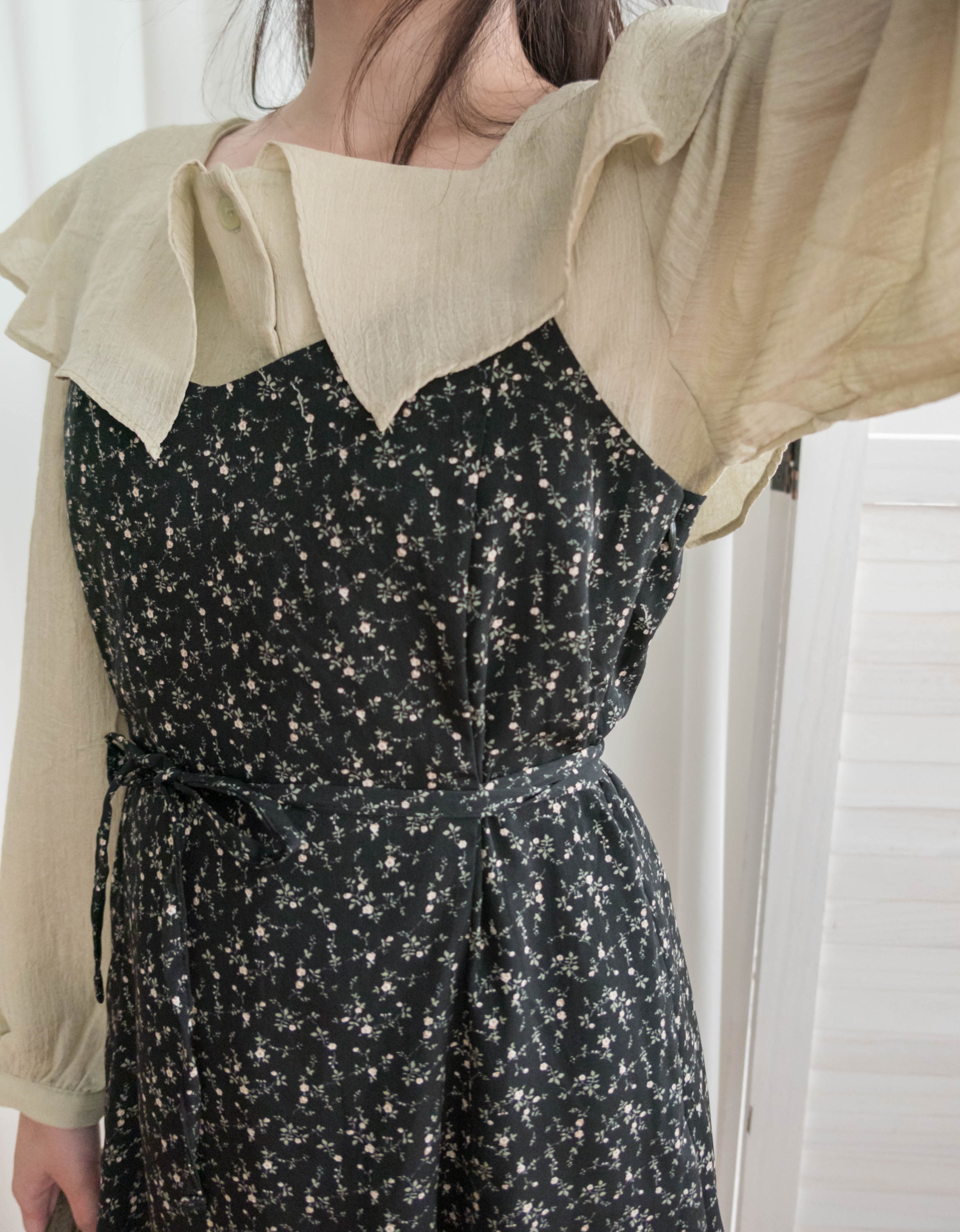 Floral Vest 細帶V領後背橡筋輕優雅吊帶裙, Dress/ DS9329 (Lightsteelblue sold out)