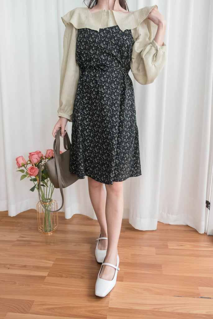 Floral Vest 細帶V領後背橡筋輕優雅吊帶裙, Dress/ DS9329 (Lightsteelblue sold out)