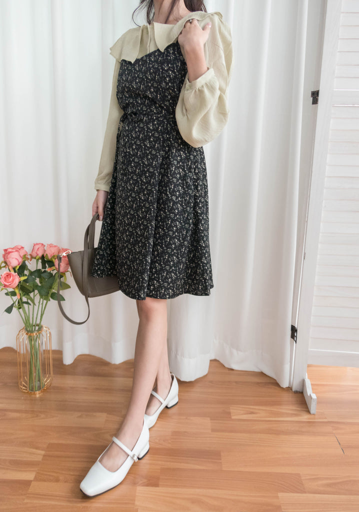 Floral Vest 細帶V領後背橡筋輕優雅吊帶裙, Dress/ DS9329 (Lightsteelblue sold out)