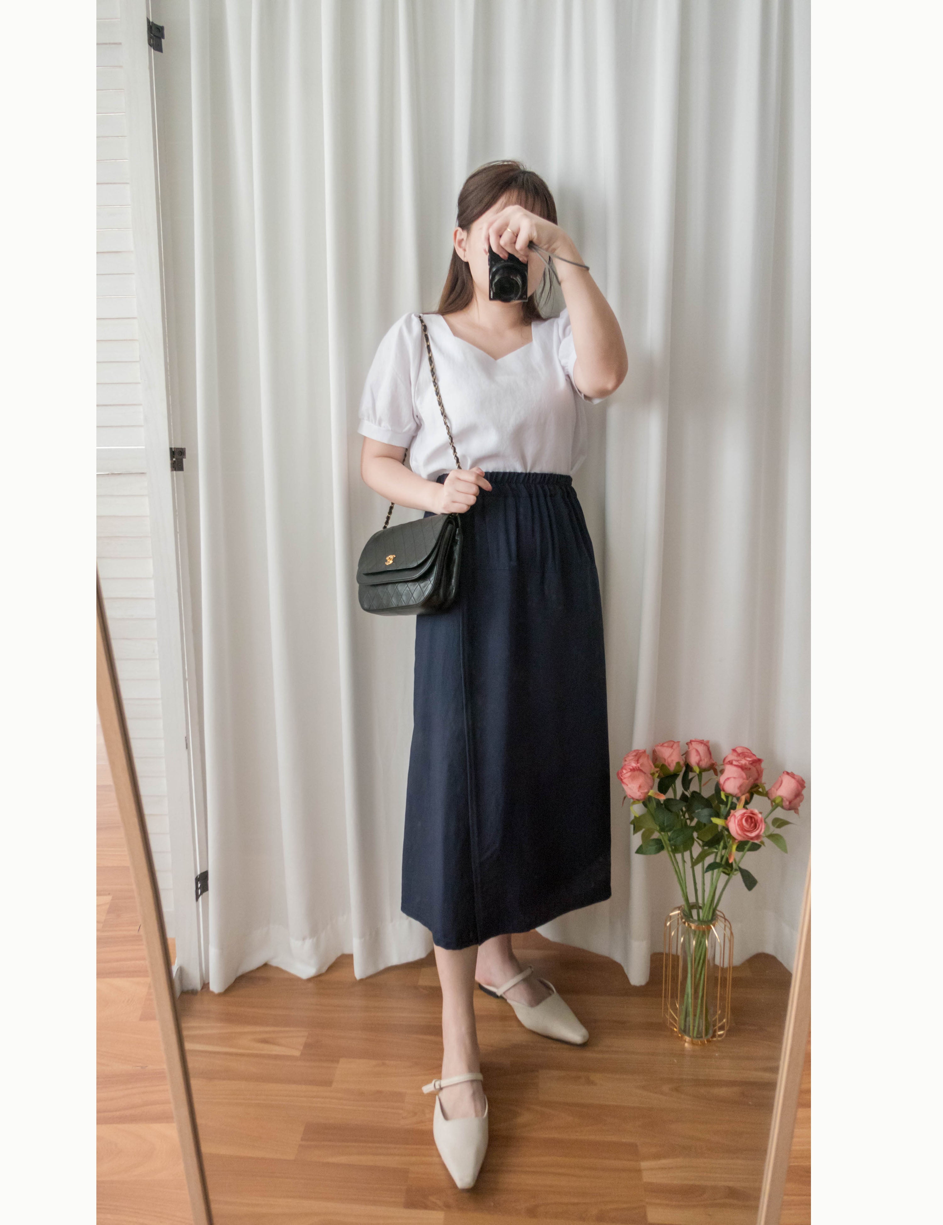 Not A Skirt 深藍腰下開叉交疊內裙褲, Pants/ SK8735