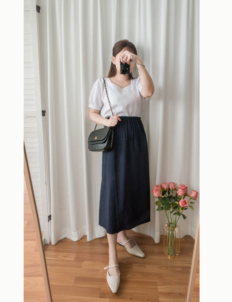 Not A Skirt 深藍腰下開叉交疊內裙褲, Pants/ SK8735