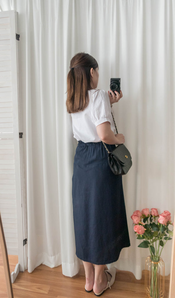 Not A Skirt 深藍腰下開叉交疊內裙褲, Pants/ SK8735