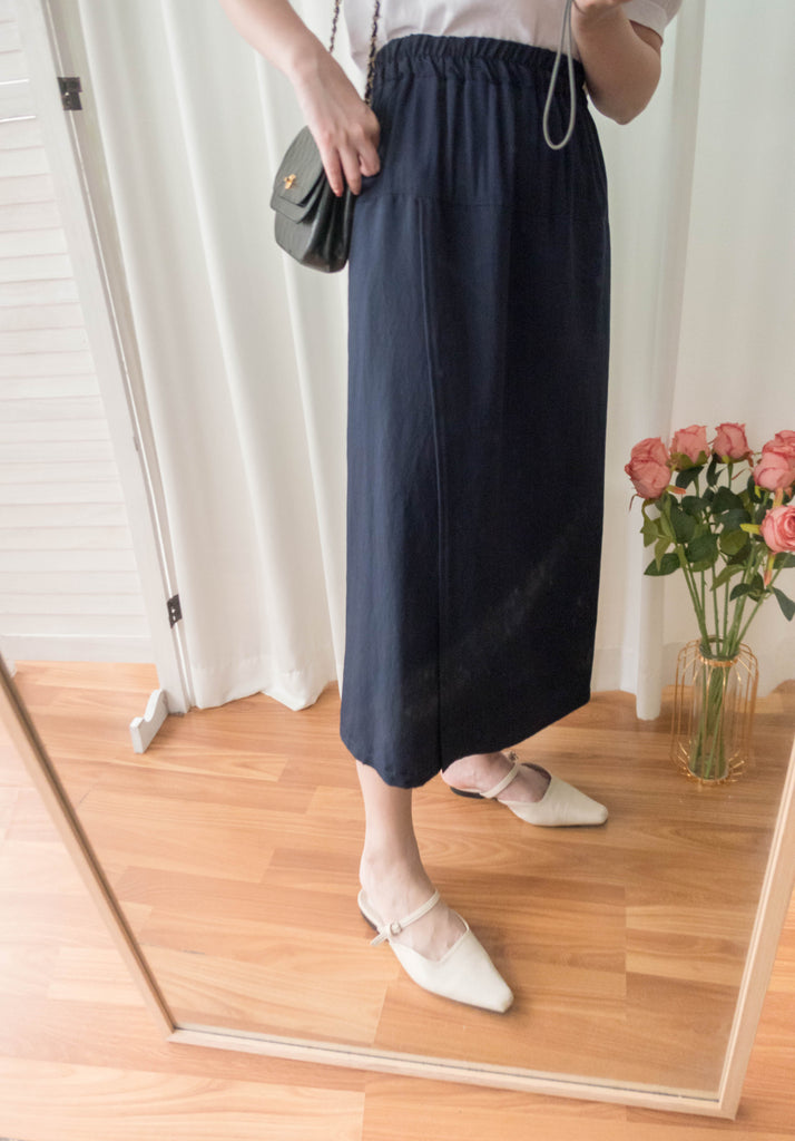 Not A Skirt 深藍腰下開叉交疊內裙褲, Pants/ SK8735