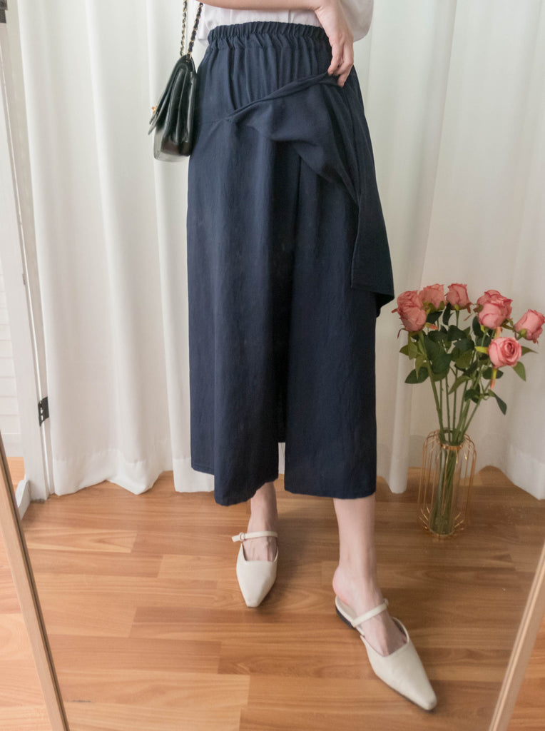 Not A Skirt 深藍腰下開叉交疊內裙褲, Pants/ SK8735