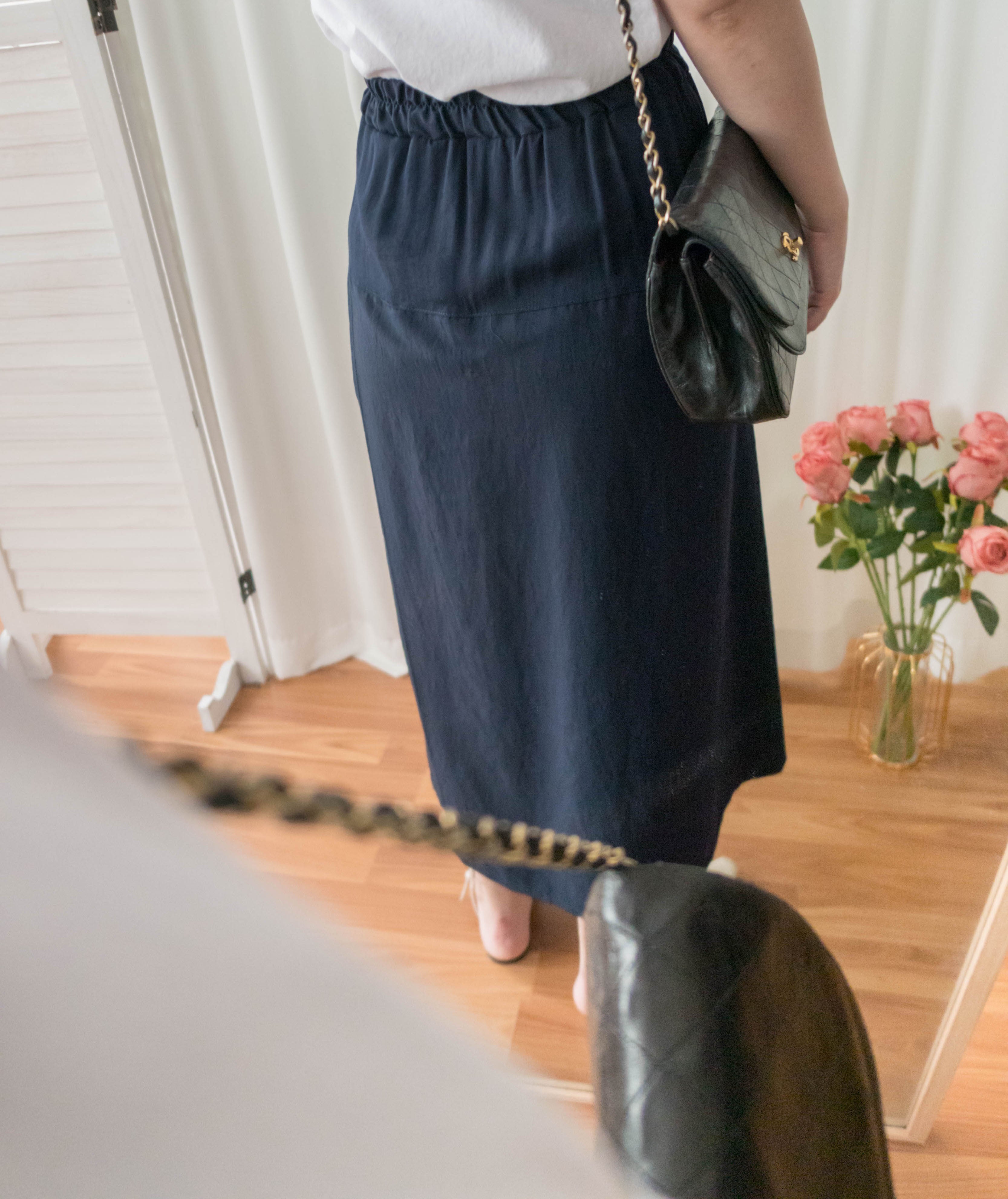 Not A Skirt 深藍腰下開叉交疊內裙褲, Pants/ SK8735