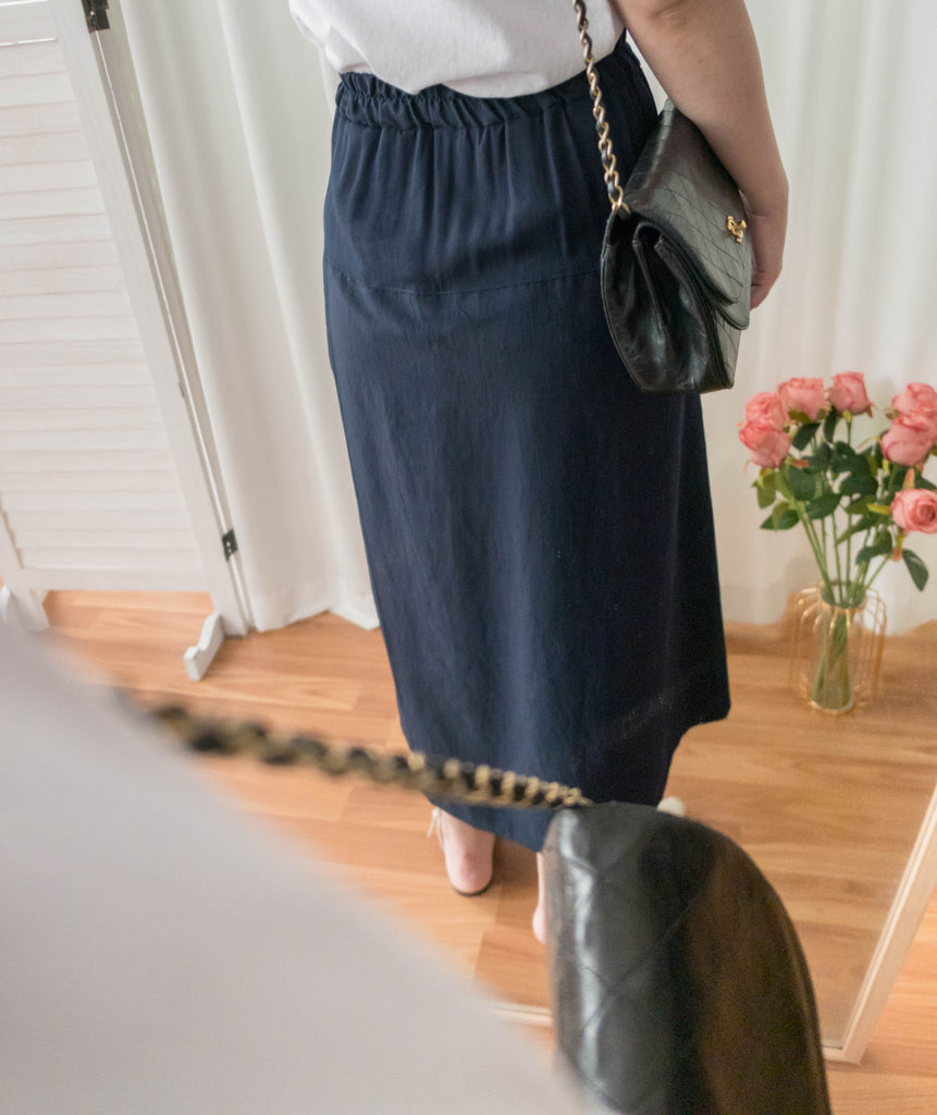 Not A Skirt 深藍腰下開叉交疊內裙褲, Pants/ SK8735