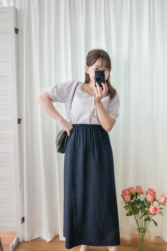 Not A Skirt 深藍腰下開叉交疊內裙褲, Pants/ SK8735