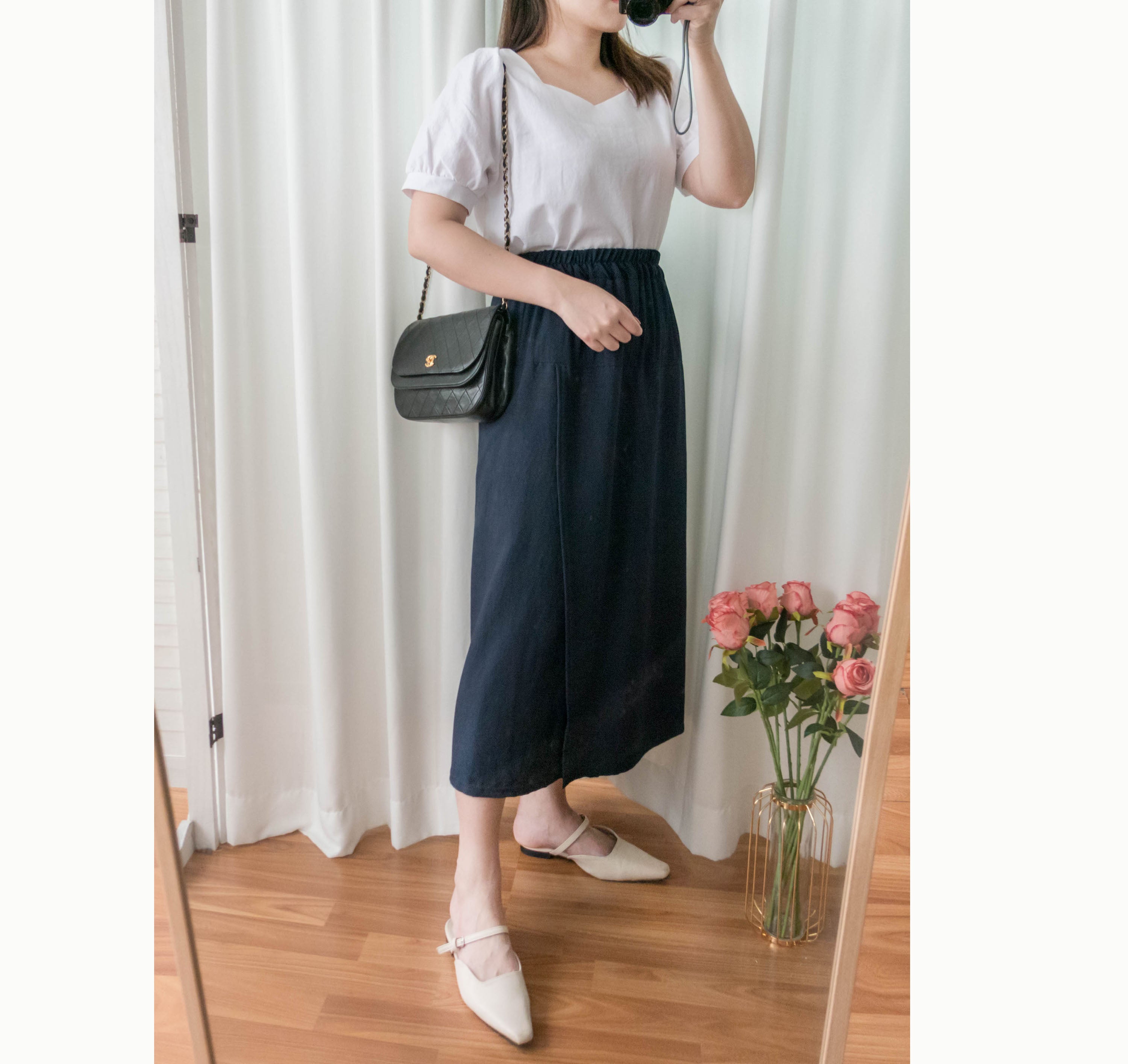 Not A Skirt 深藍腰下開叉交疊內裙褲, Pants/ SK8735