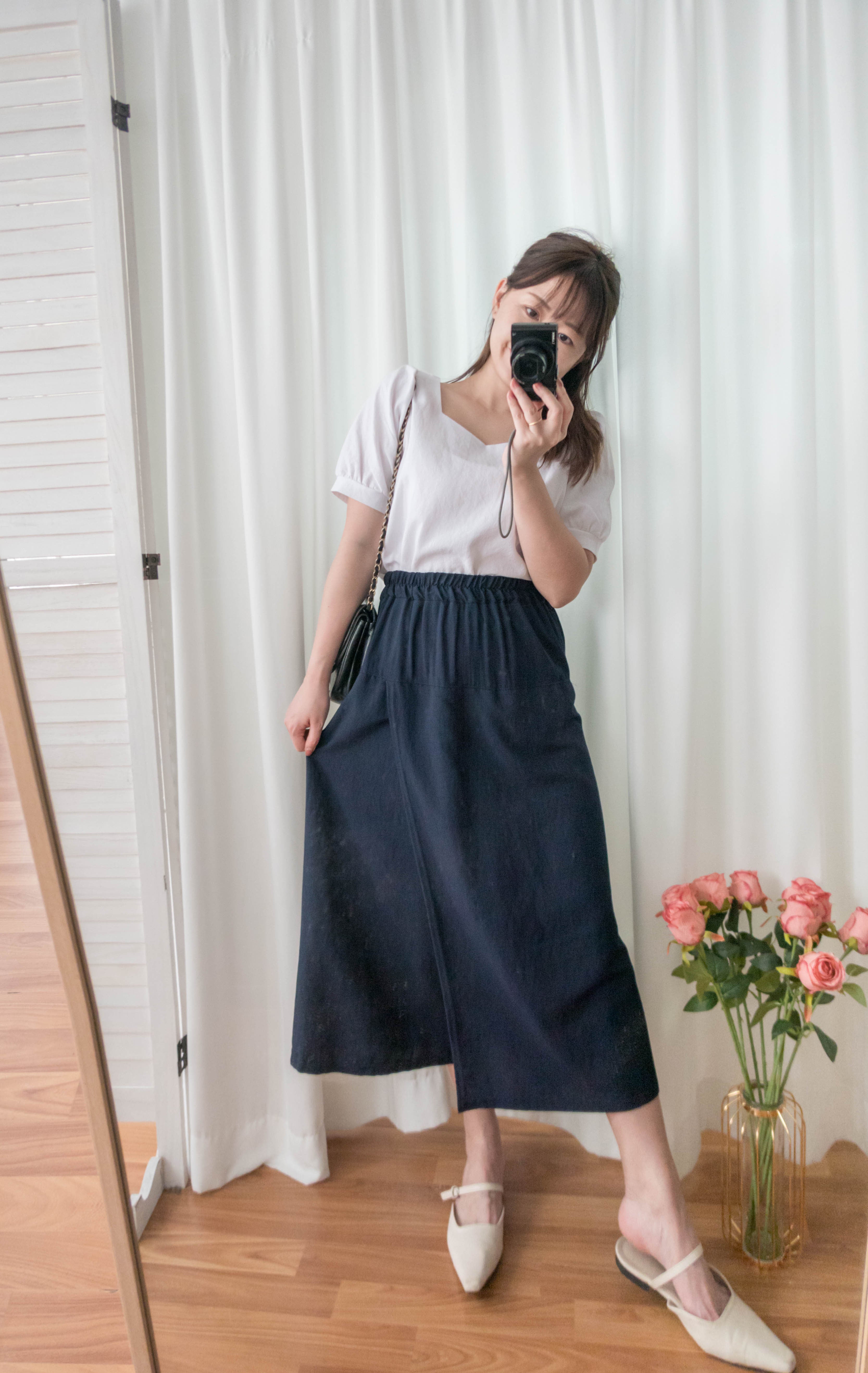 Not A Skirt 深藍腰下開叉交疊內裙褲, Pants/ SK8735