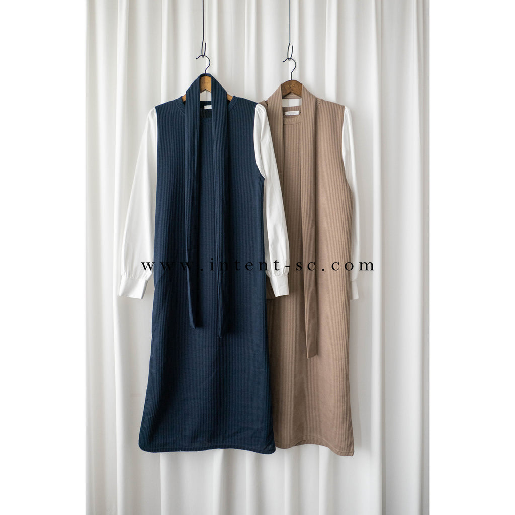 Knit Shirt 知性假兩件恤衫加彈性針織背心連身裙, Dress/ DS9326