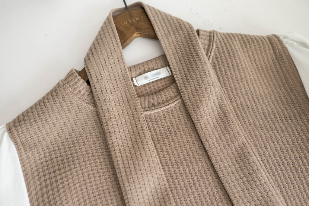 Knit Shirt 知性假兩件恤衫加彈性針織背心連身裙, Dress/ DS9326