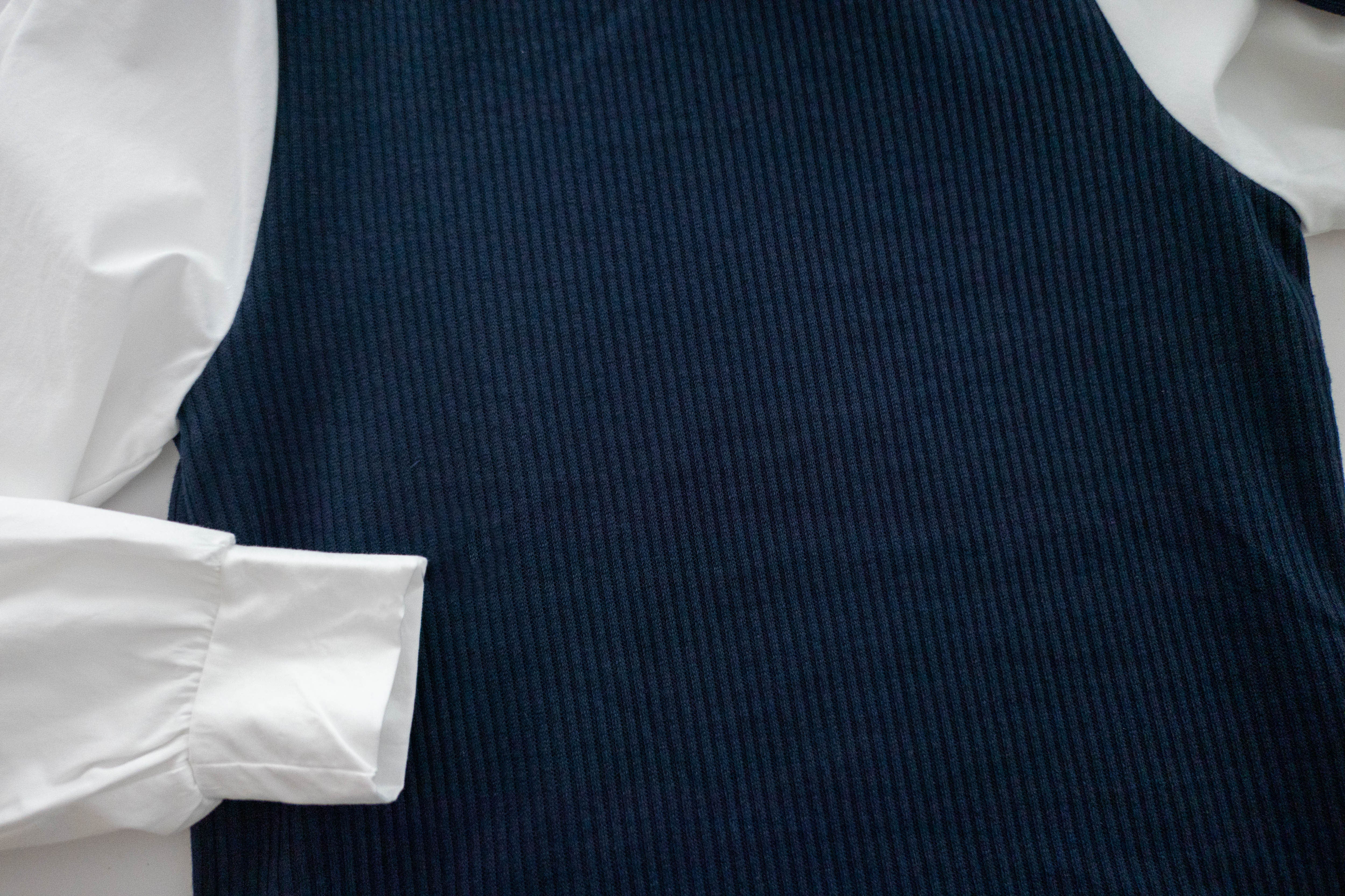 Knit Shirt 知性假兩件恤衫加彈性針織背心連身裙, Dress/ DS9326