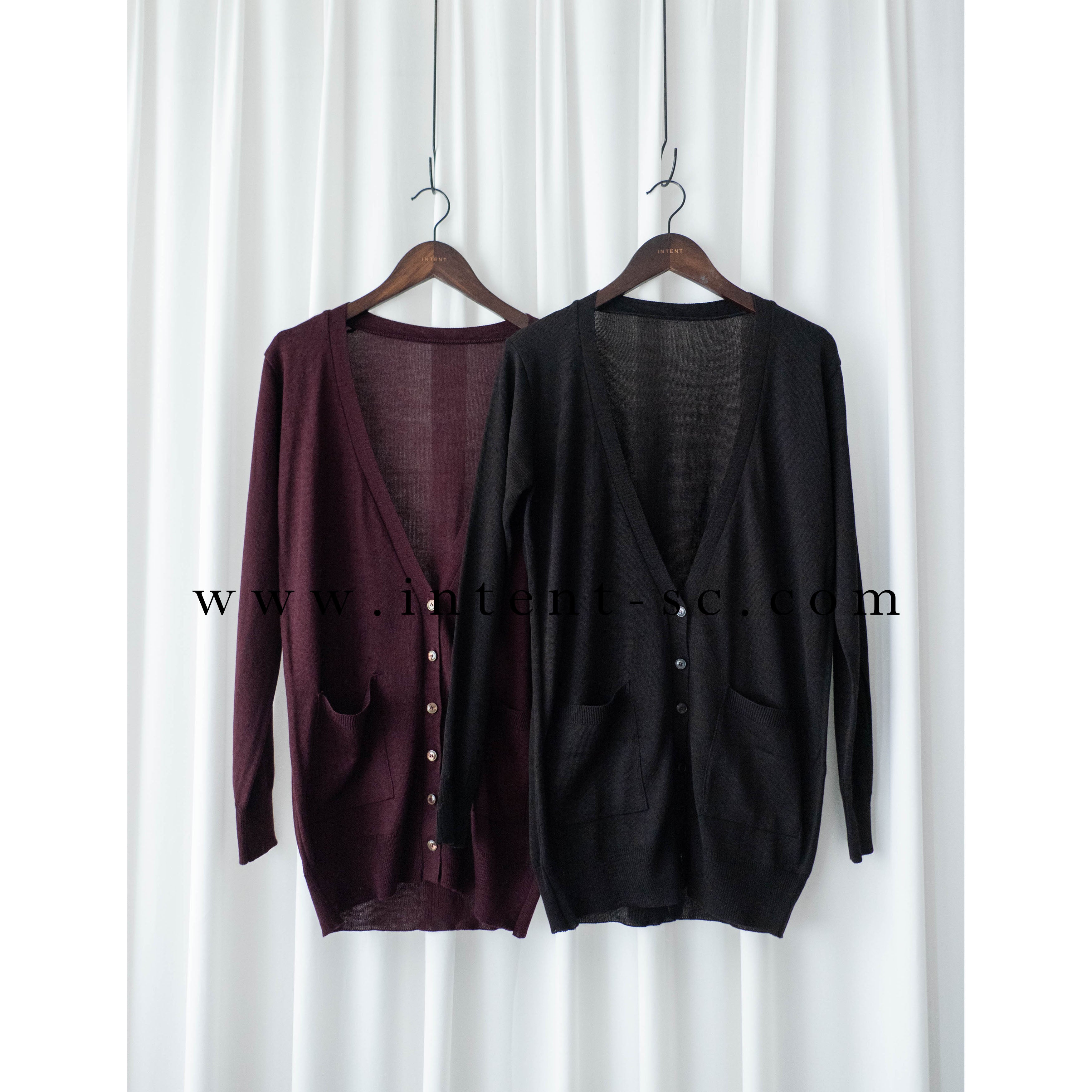 Thin Knit 溫柔百搭雙口袋薄針織中長外套, Cardigan / CD8121 (Wine Darkred sold out)