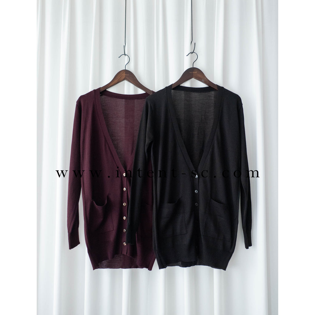 Thin Knit 溫柔百搭雙口袋薄針織中長外套, Cardigan / CD8121 (Wine Darkred sold out)