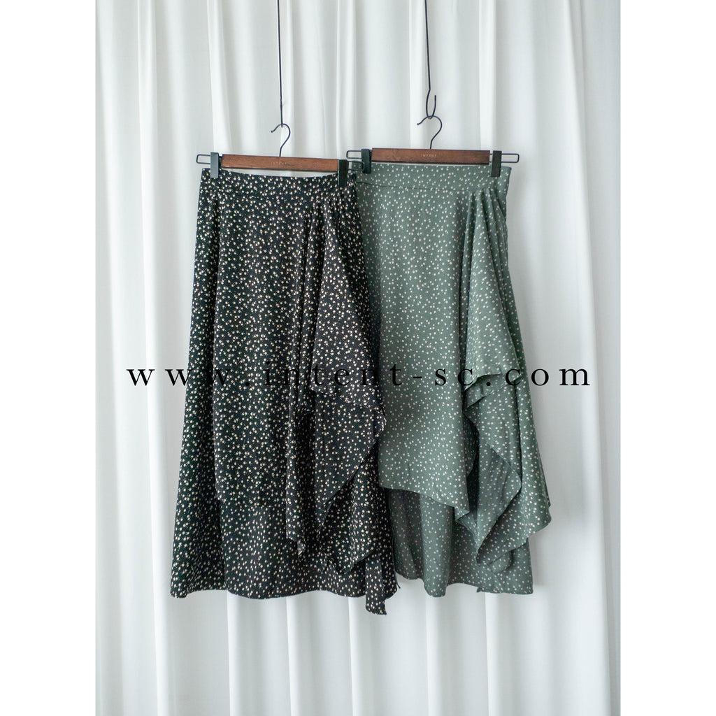 Egg Flower 雪紡雞蛋花側褶疊不規則傘裙, Skirt/ SK8740