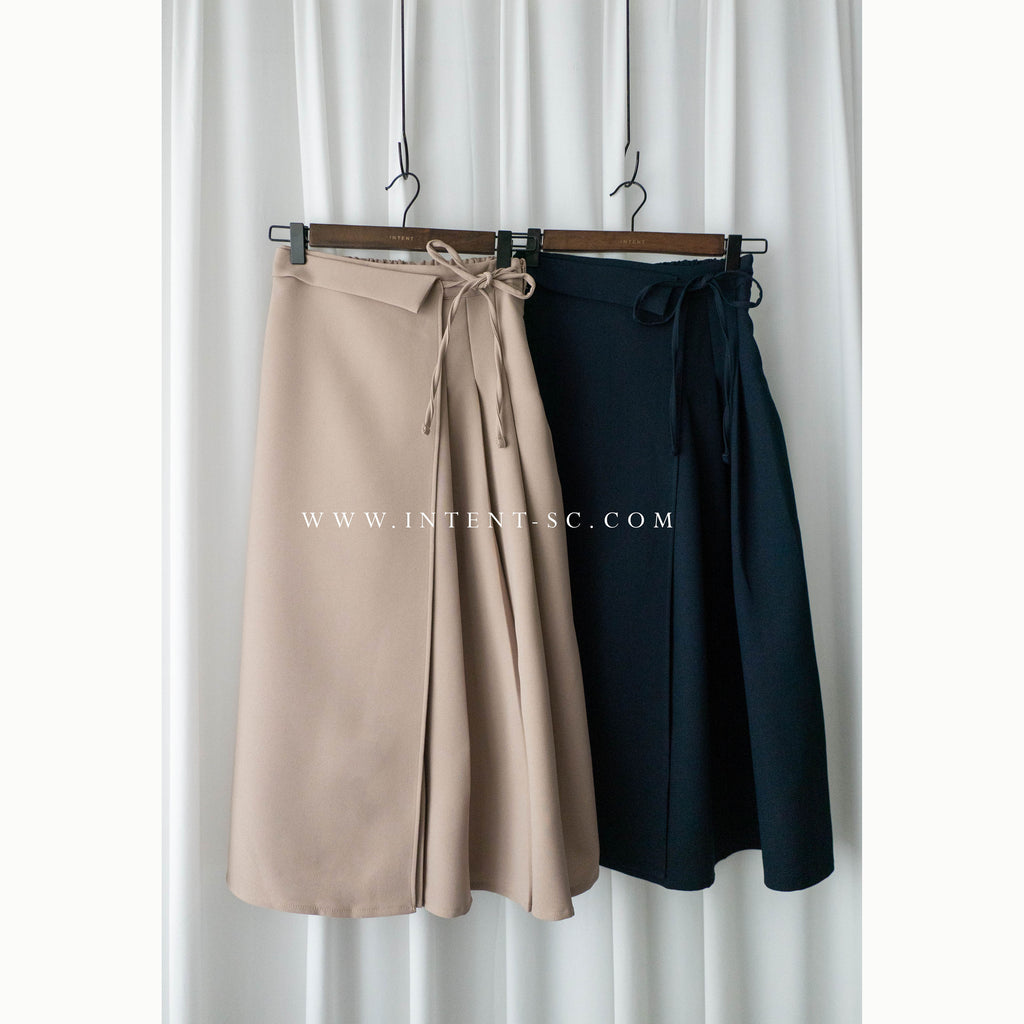 Pleated Ribbon 交疊內百摺蝴蝶結高腰半身裙, Skirt/ SK8739 (奶茶 BurlyWood sold out)