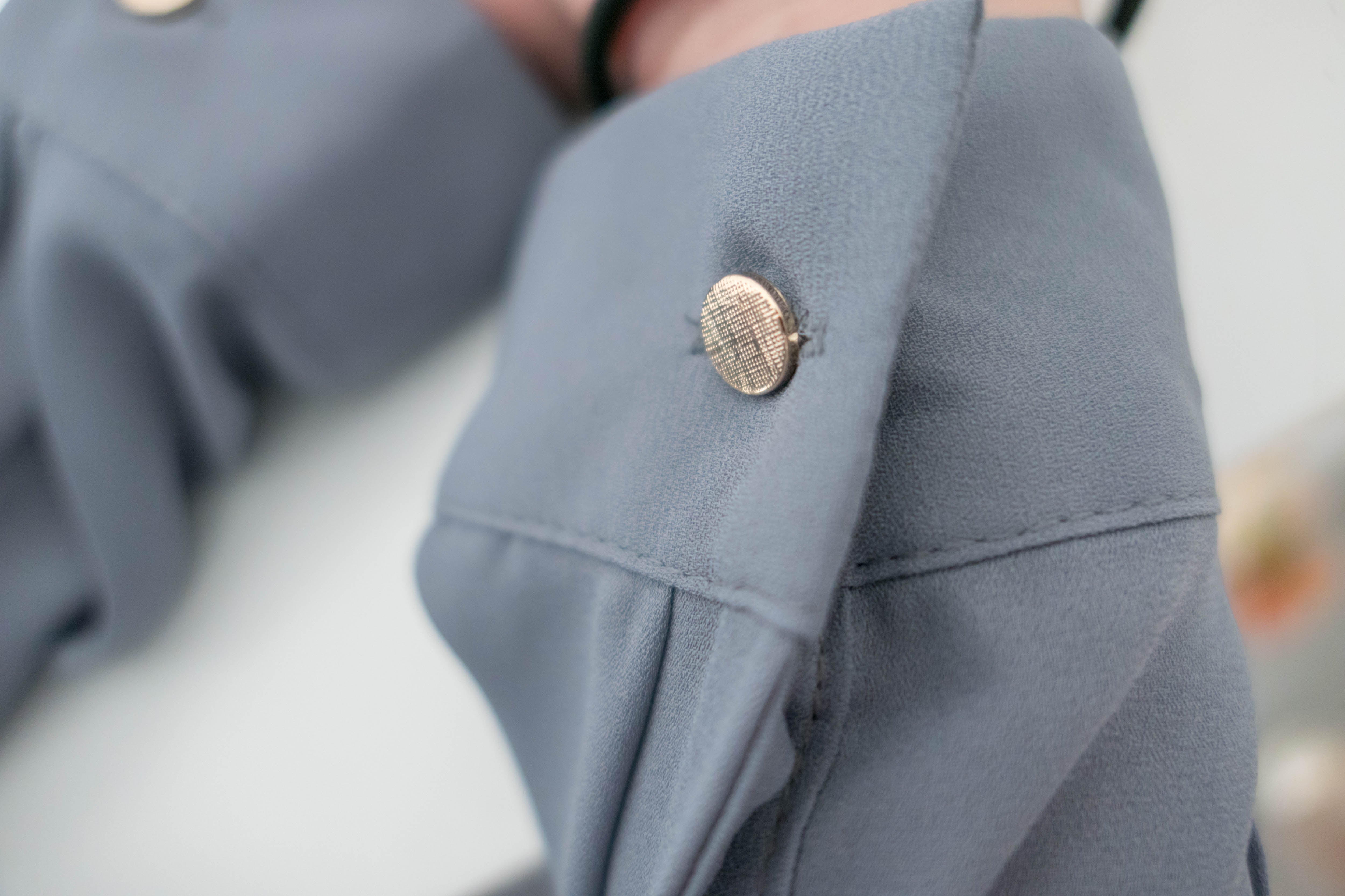 Button Collar 磨砂金鈕裝飾質感雪紡上衣, Blouse/ BU8972