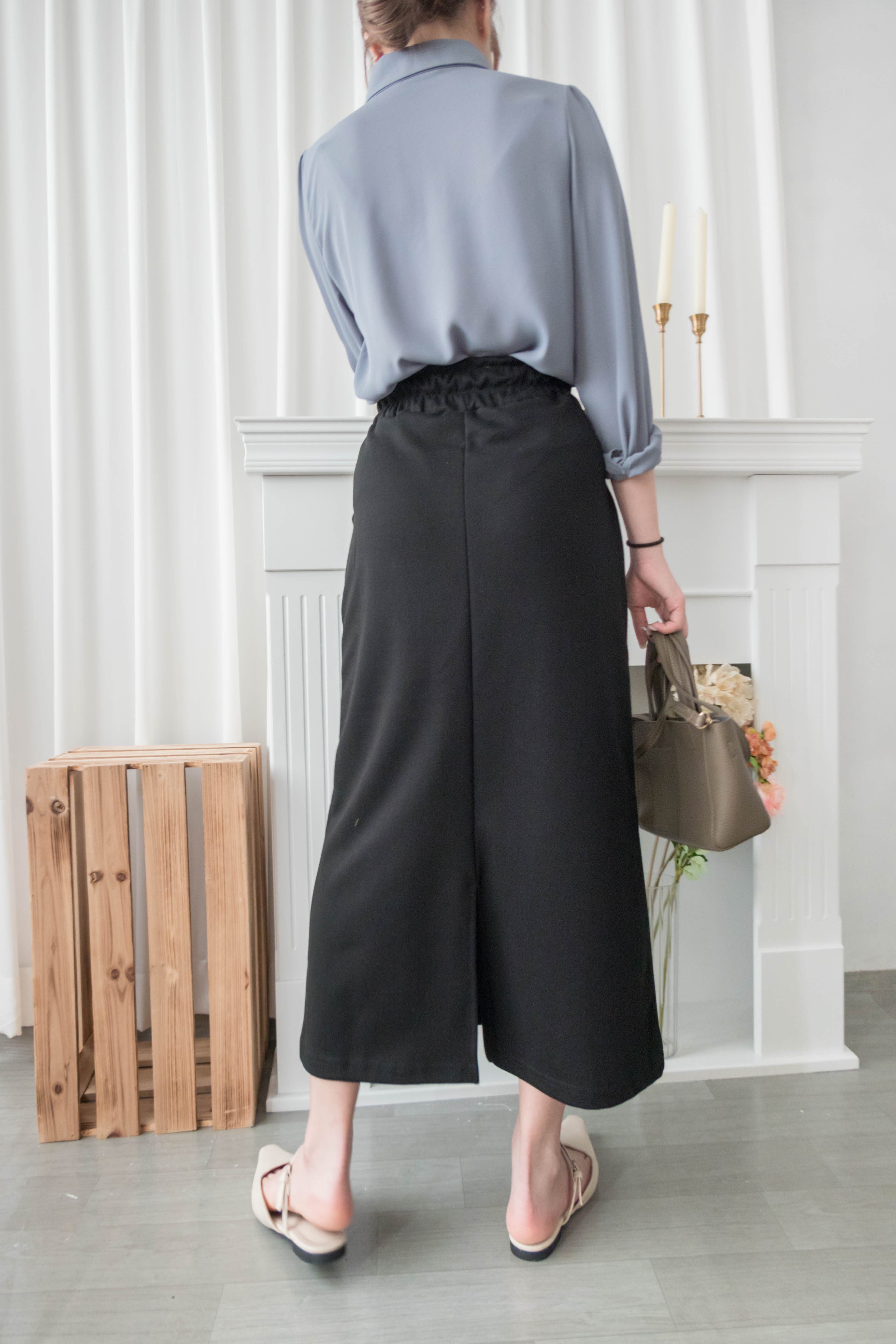 Button Collar 磨砂金鈕裝飾質感雪紡上衣, Blouse/ BU8972