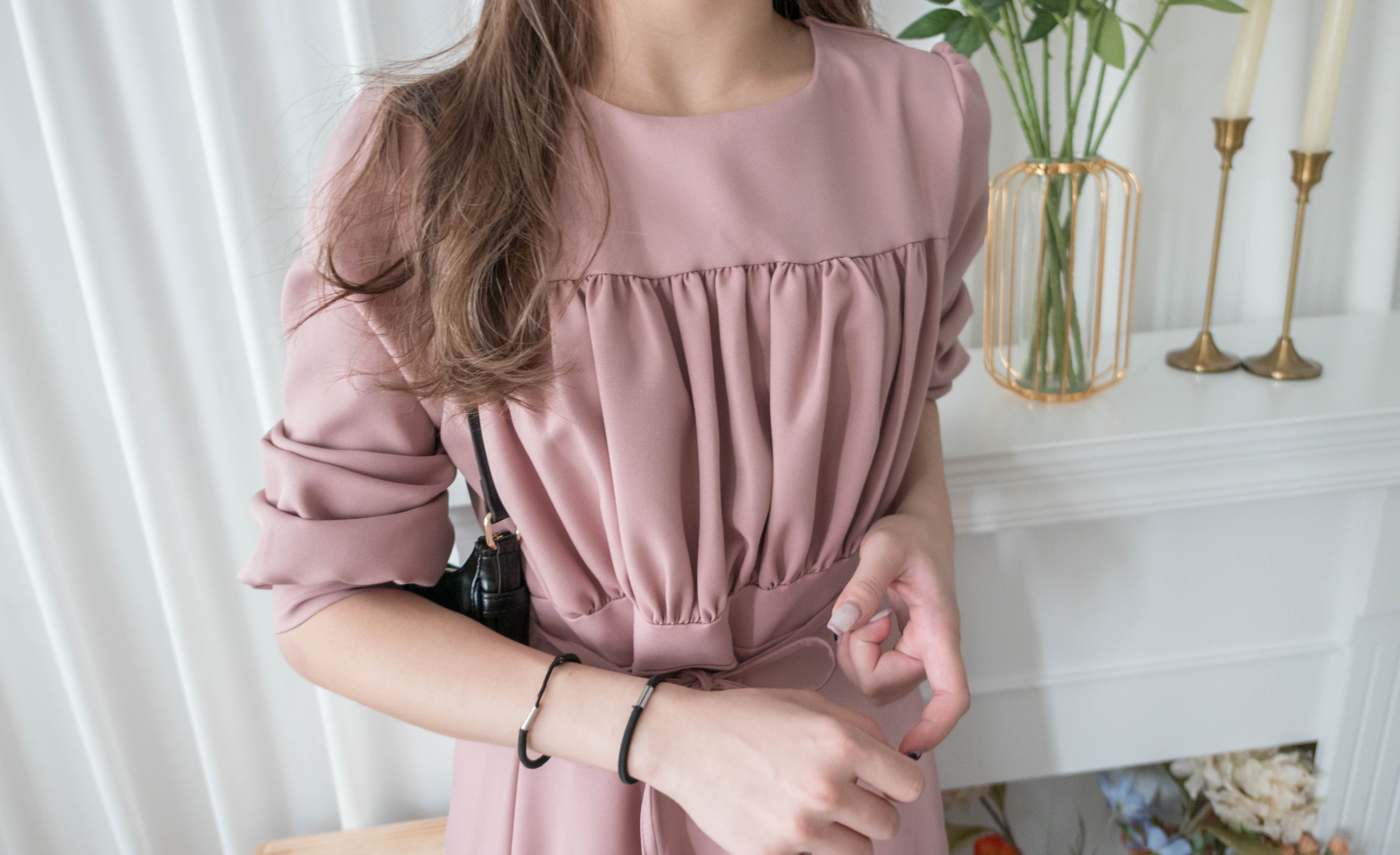 Audrey 輕優雅前Ruffle搖曳裙擺連身裙, Dress/ DS9330