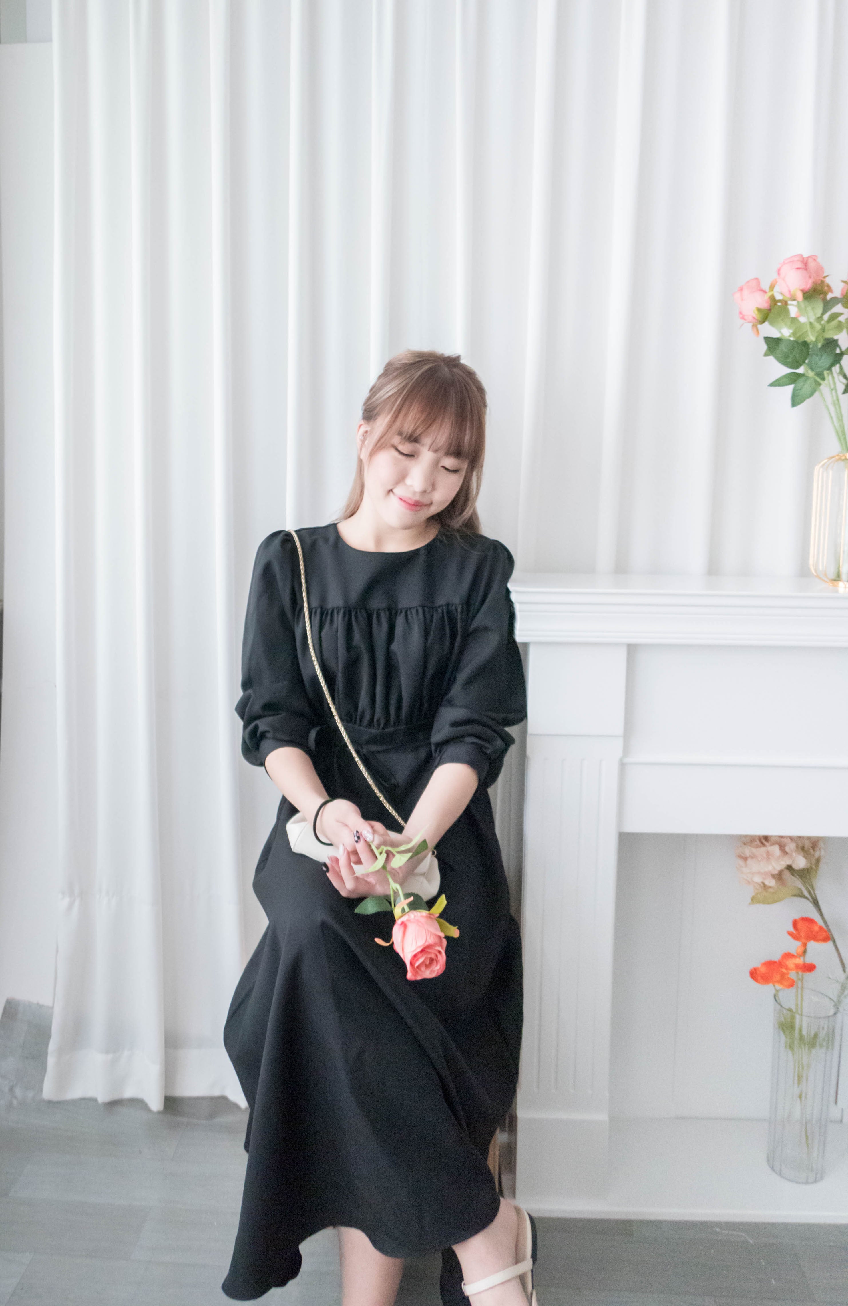 Audrey 輕優雅前Ruffle搖曳裙擺連身裙, Dress/ DS9330