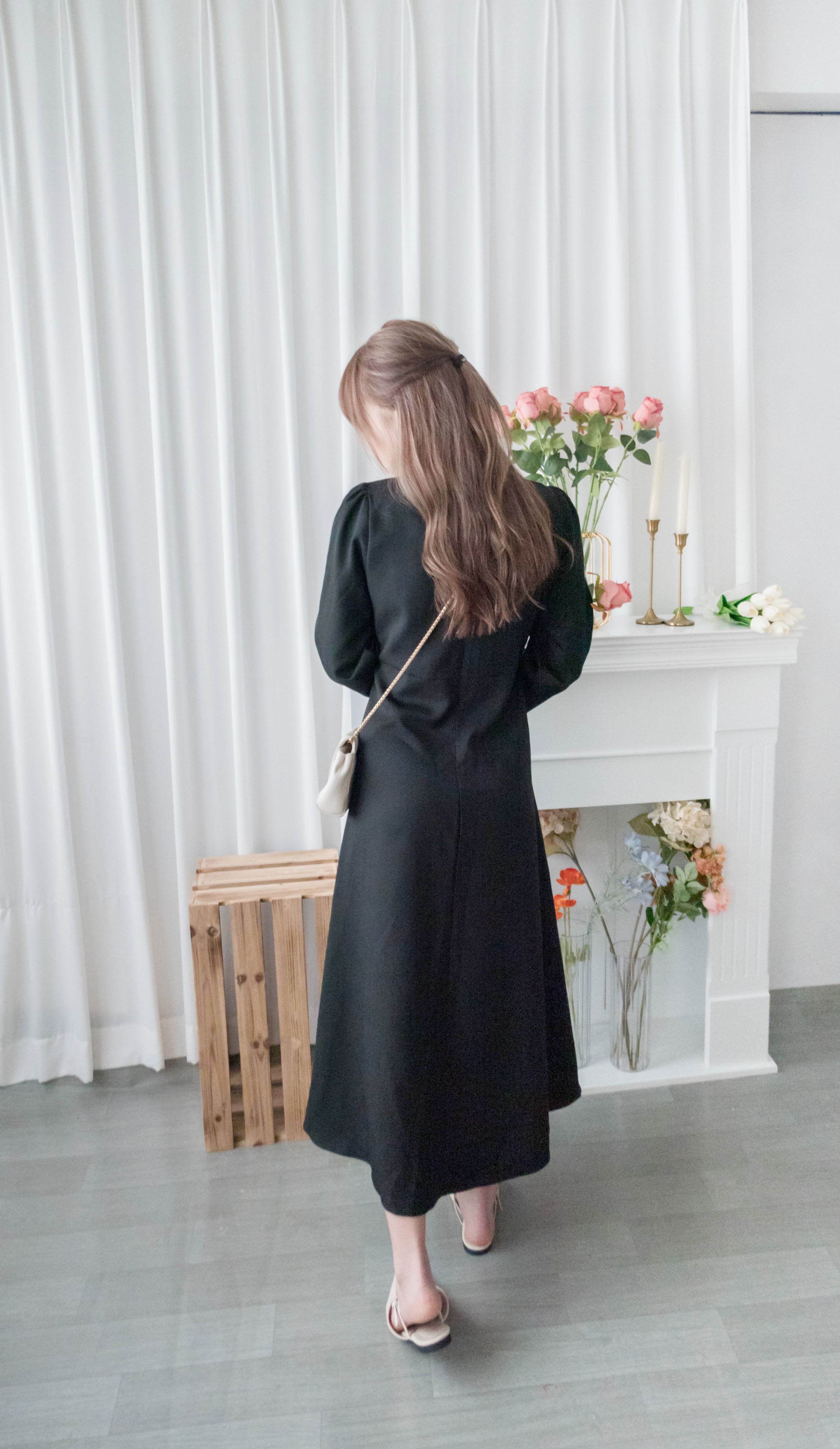 Audrey 輕優雅前Ruffle搖曳裙擺連身裙, Dress/ DS9330