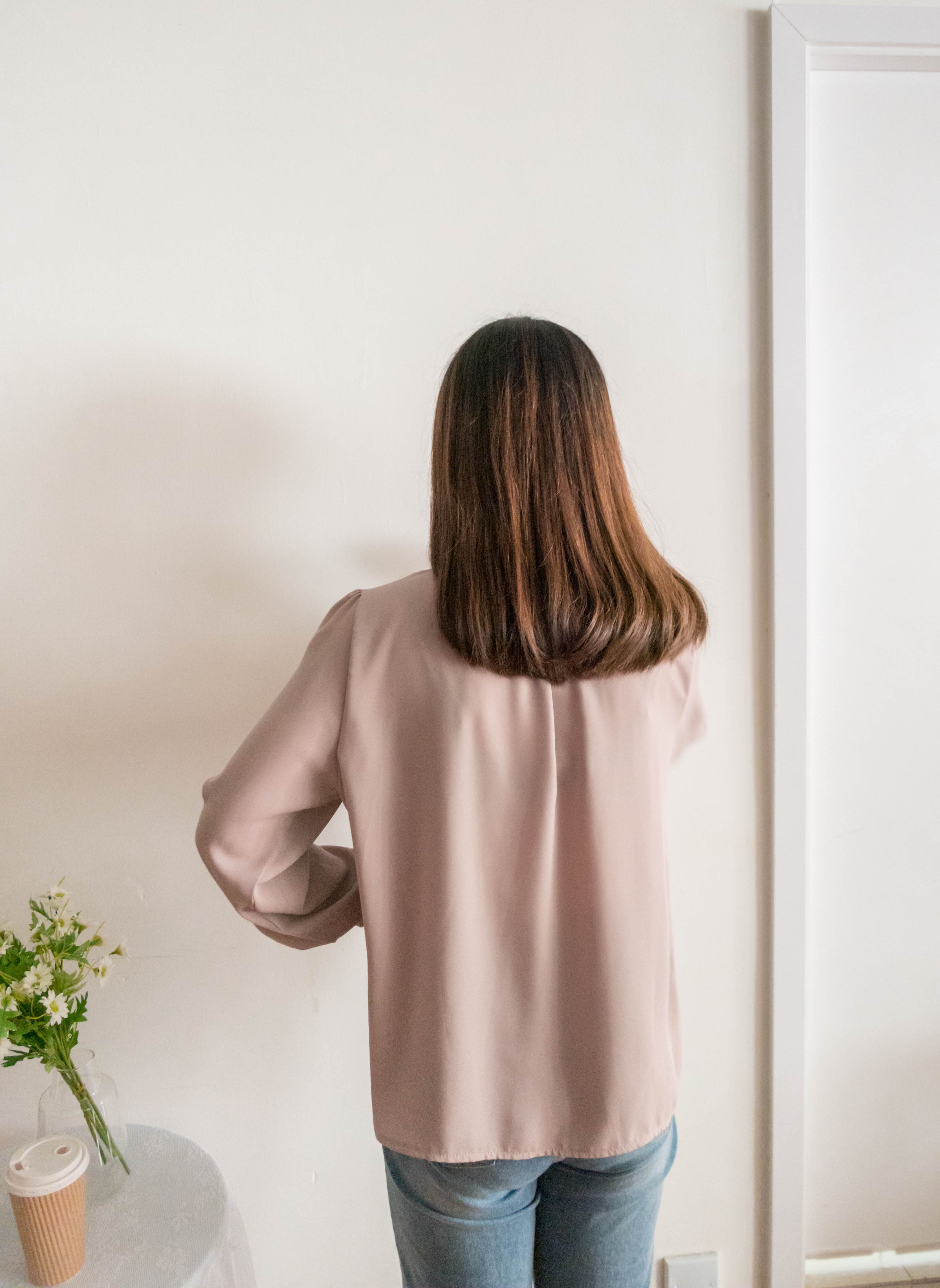 Pleated Collar 車褶圓領圓金鈕雪紡上衣, Blouse/ BU8973