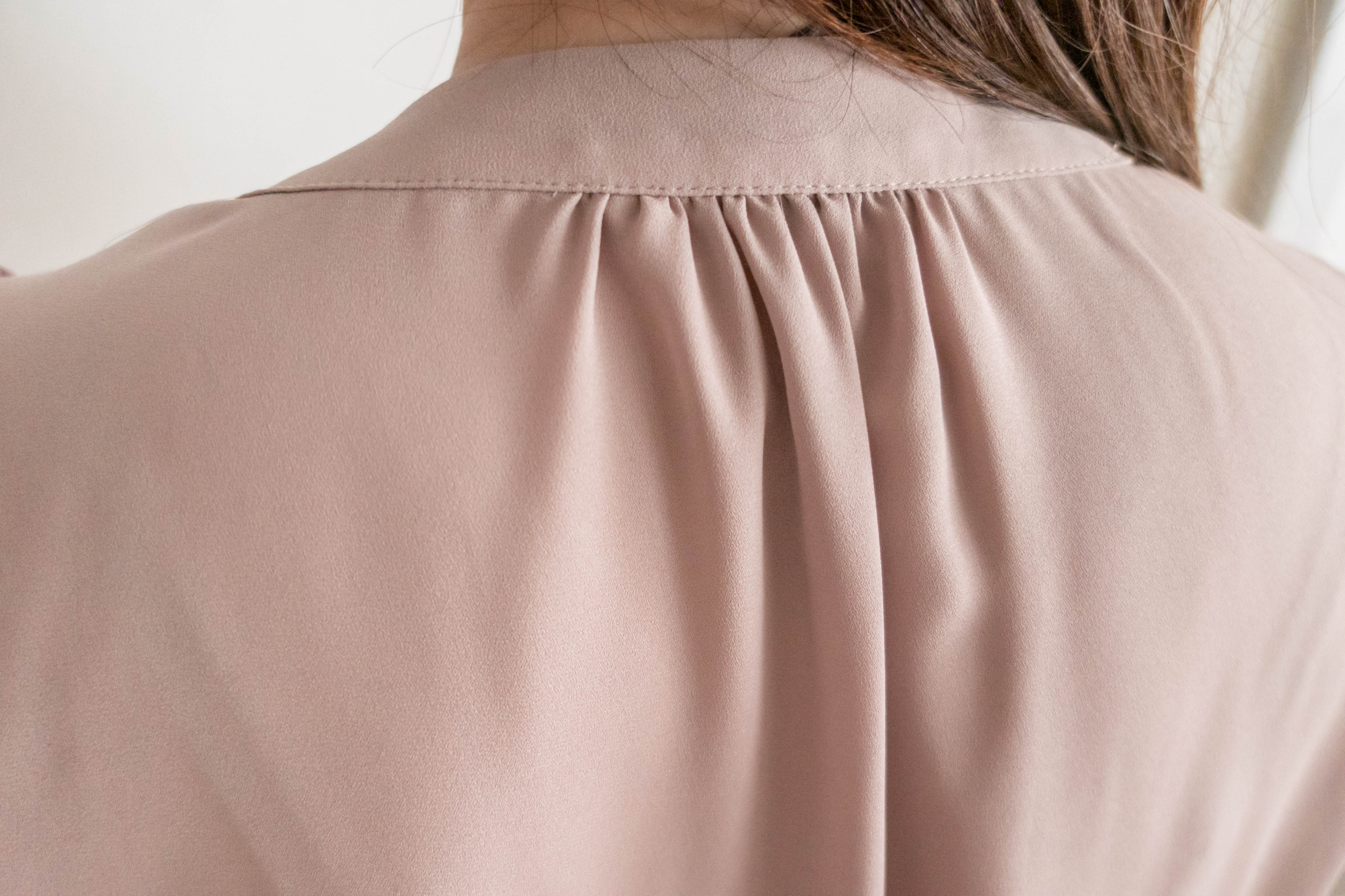 Pleated Collar 車褶圓領圓金鈕雪紡上衣, Blouse/ BU8973