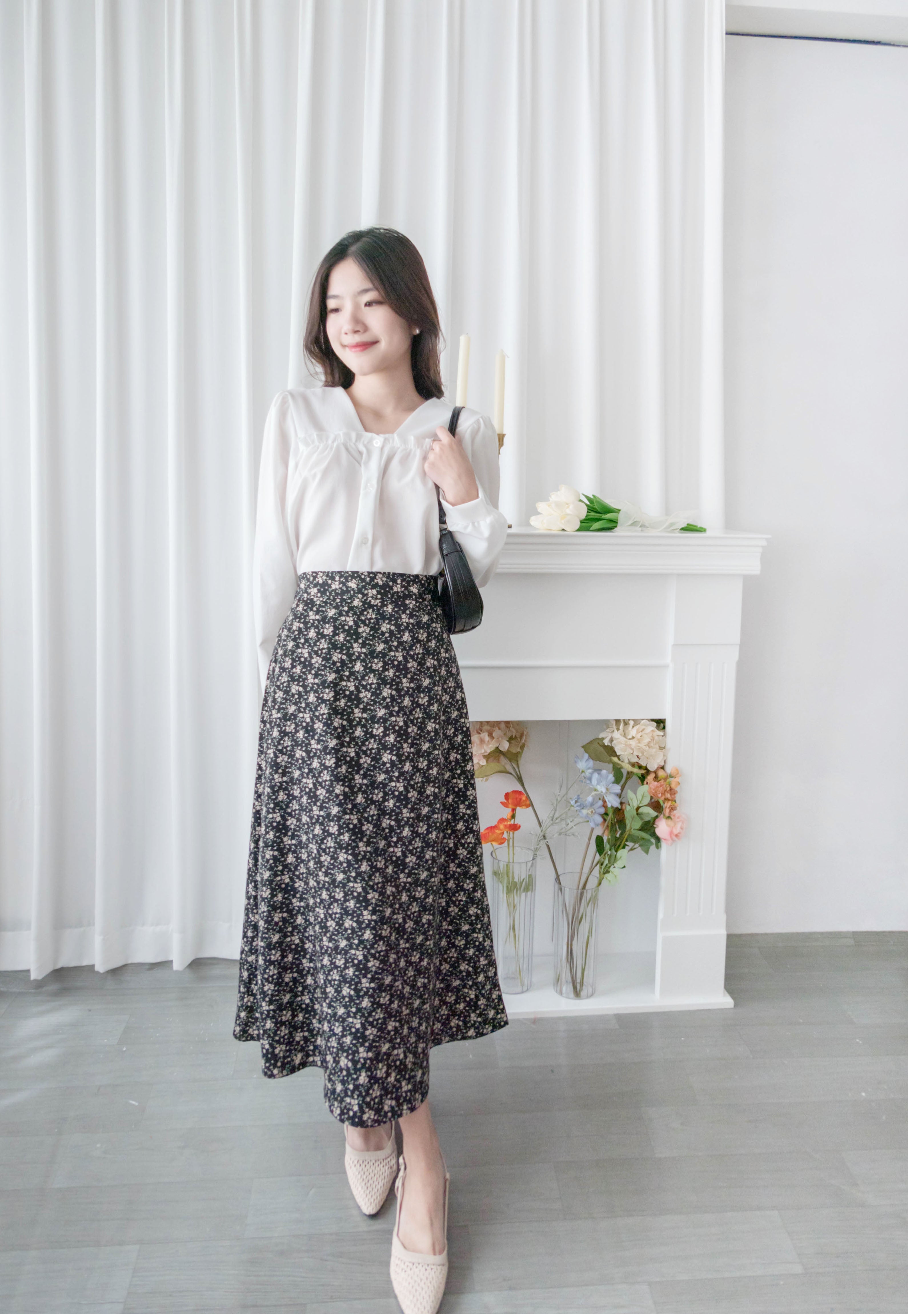 !Limited best deal! Ruffle collar 日常花邊方領口雪紡棉上衣, Blouse/ BU8971