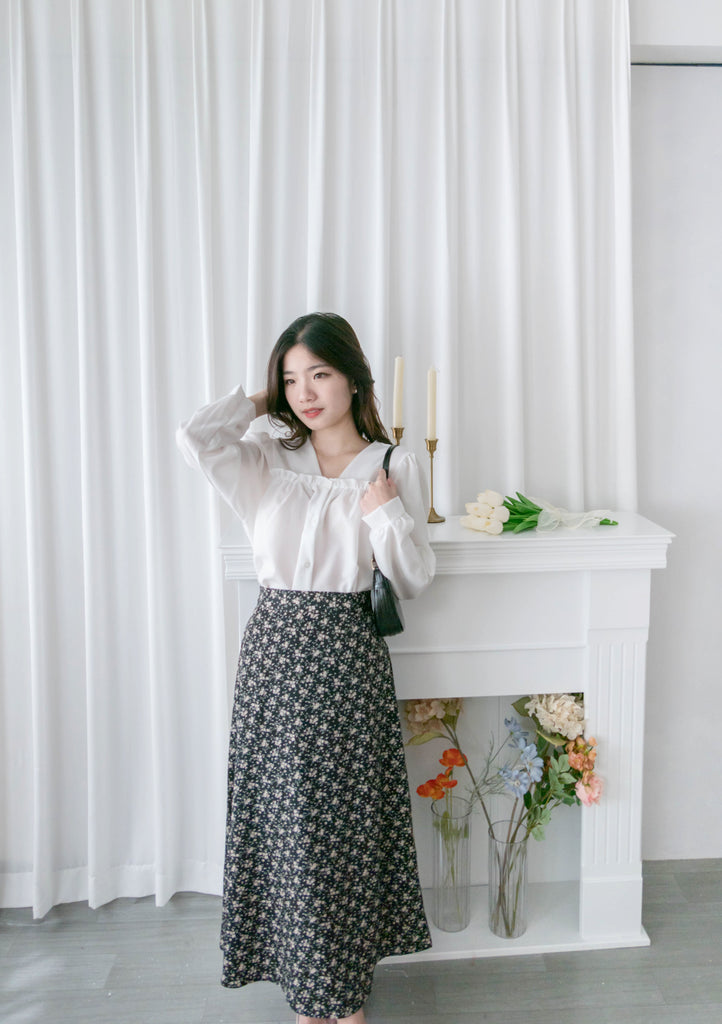 !Limited best deal! Ruffle collar 日常花邊方領口雪紡棉上衣, Blouse/ BU8971