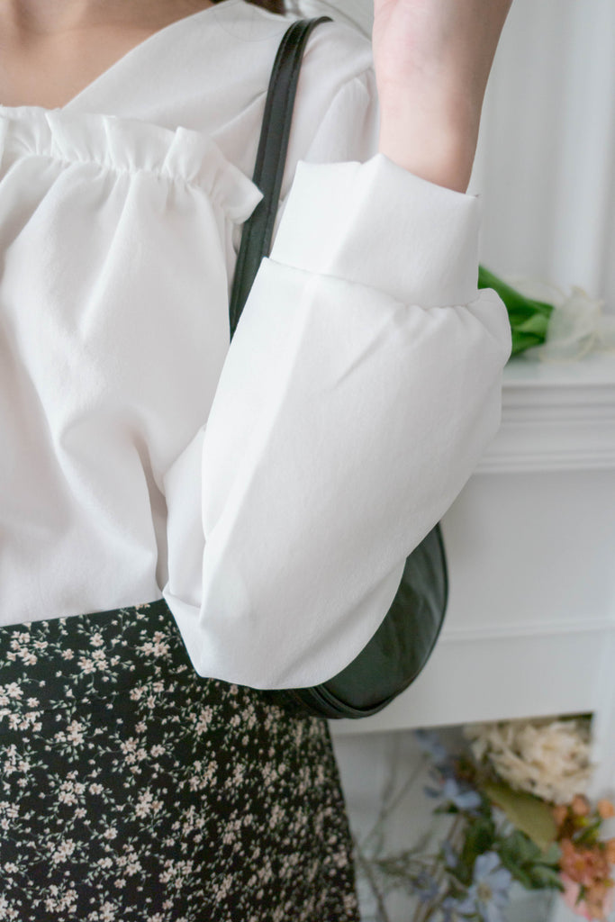 !Limited best deal! Ruffle collar 日常花邊方領口雪紡棉上衣, Blouse/ BU8971