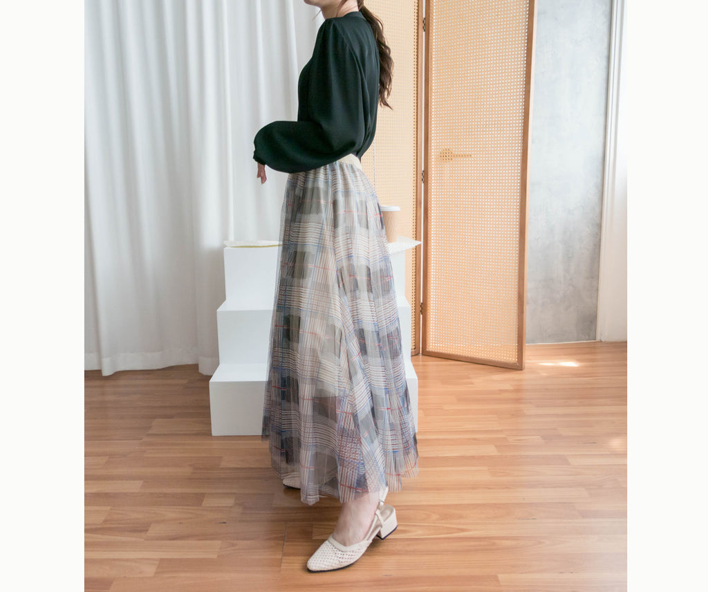 Pleated Collar 車褶圓領圓金鈕雪紡上衣, Blouse/ BU8973