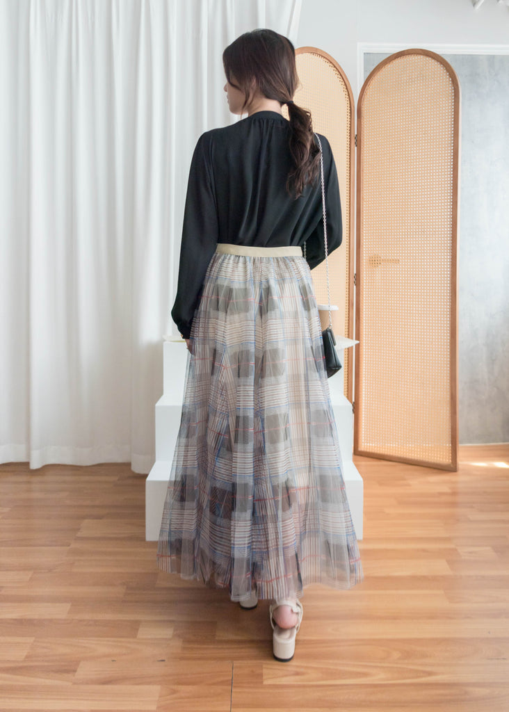 Pleated Collar 車褶圓領圓金鈕雪紡上衣, Blouse/ BU8973