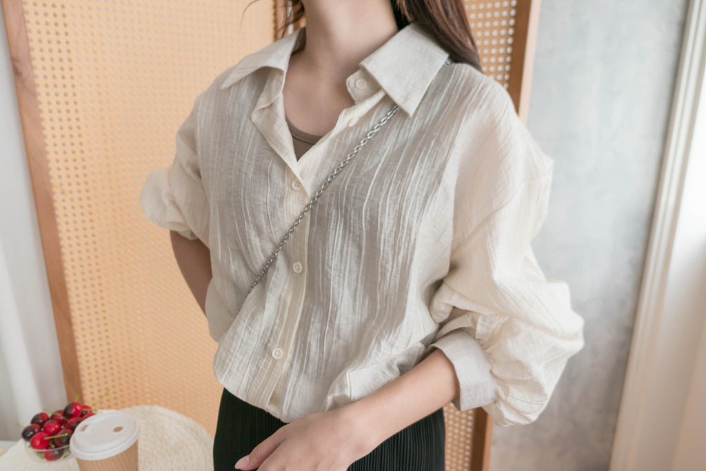 Vest Shirt 假兩件可露肩泡泡恤衫連背心, Shirt/ TP8905