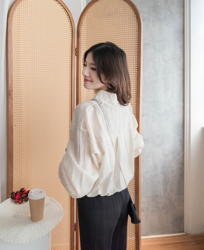 Vest Shirt 假兩件可露肩泡泡恤衫連背心, Shirt/ TP8905