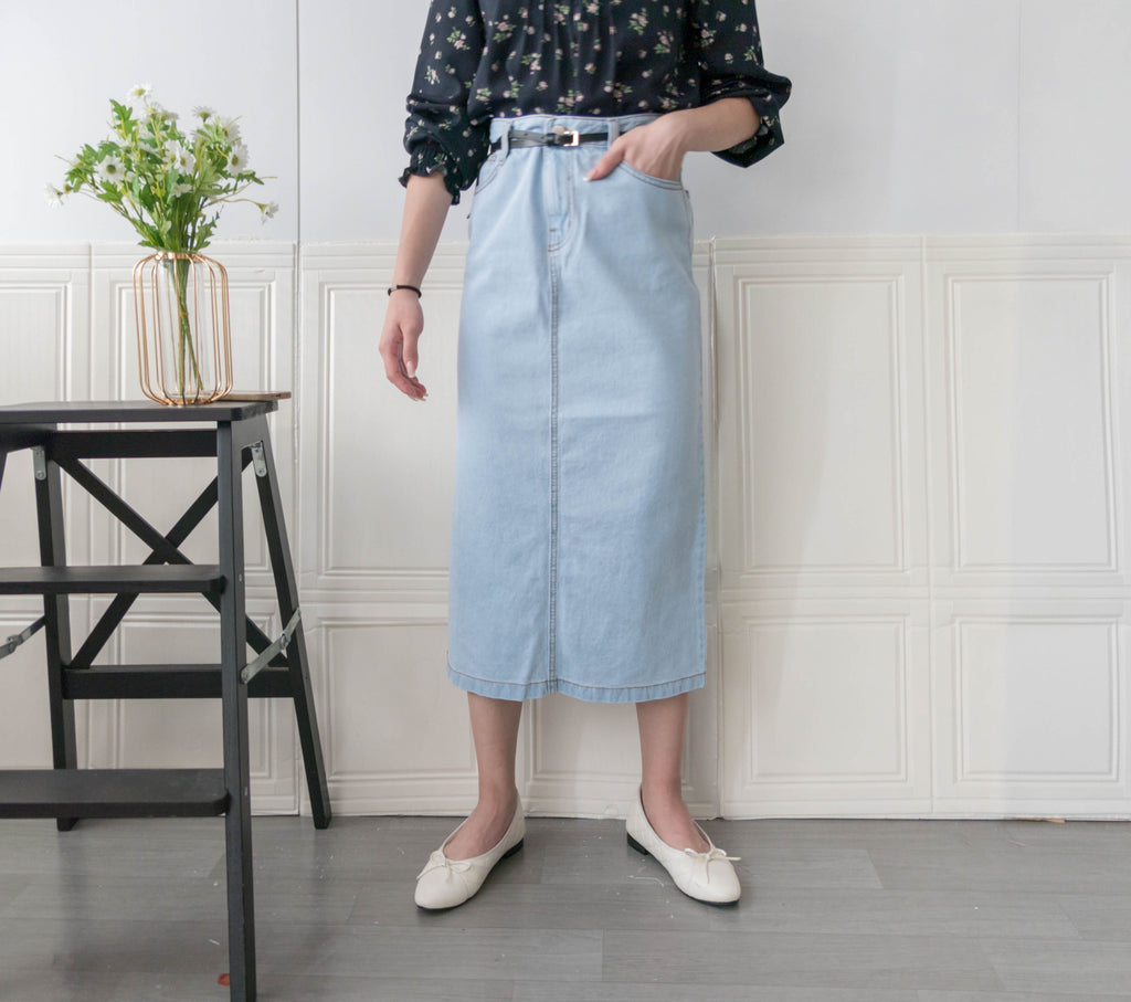 Denim 不貼直身側開叉牛仔裙, Skirt/ SK8742